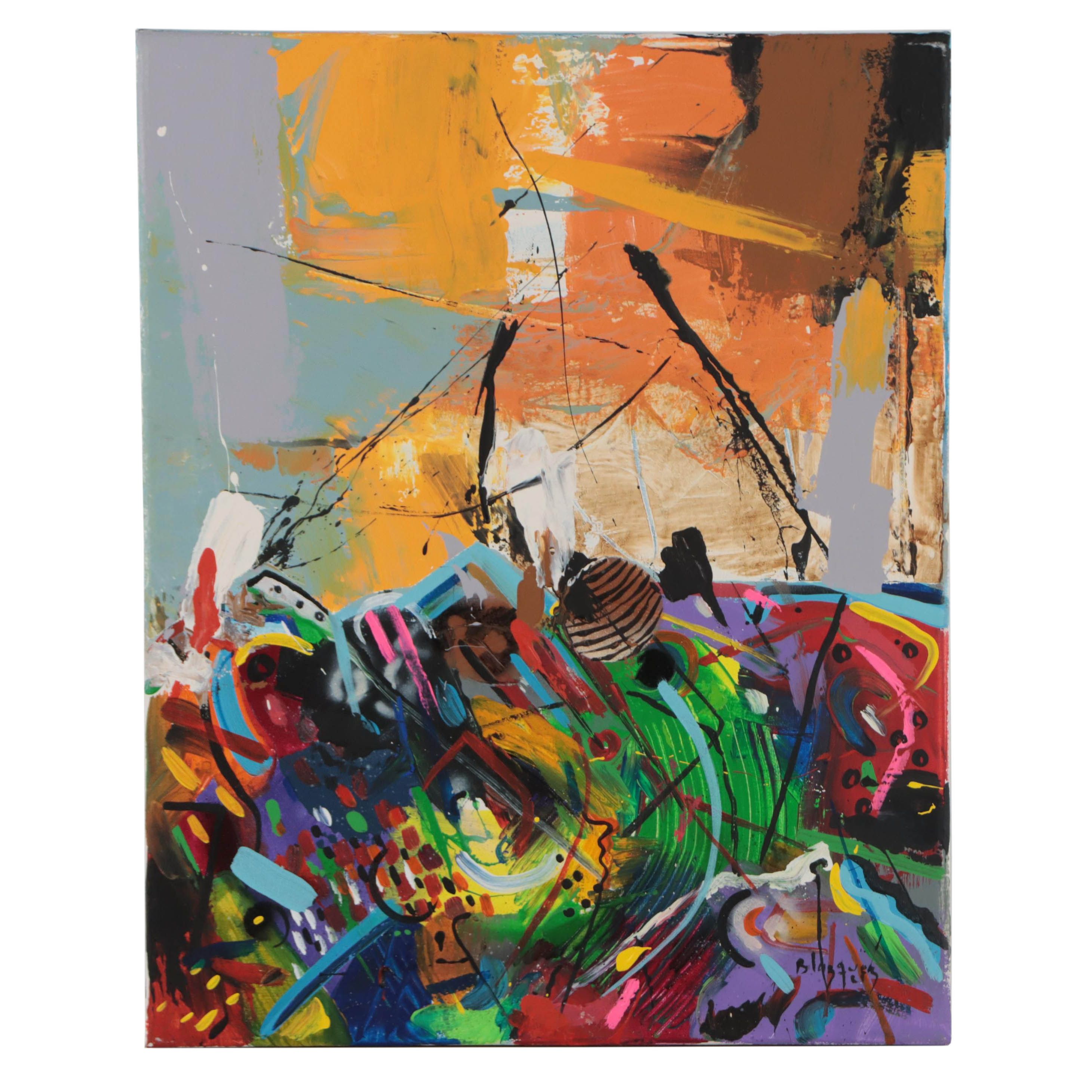 Michel Blázquez Acrylic Painting "Abstract Landscape," 2021