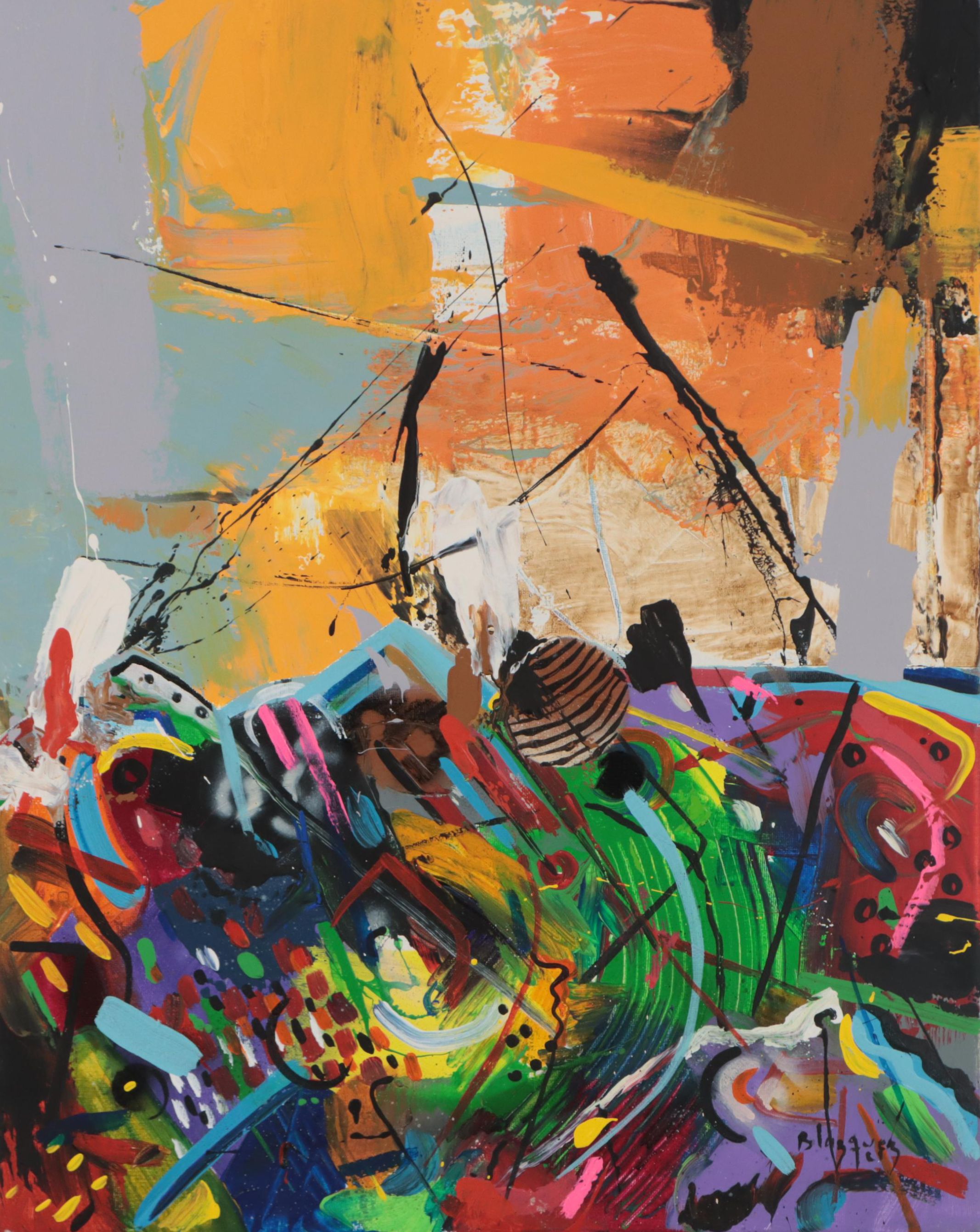 Michel Blázquez Acrylic Painting "Abstract Landscape," 2021