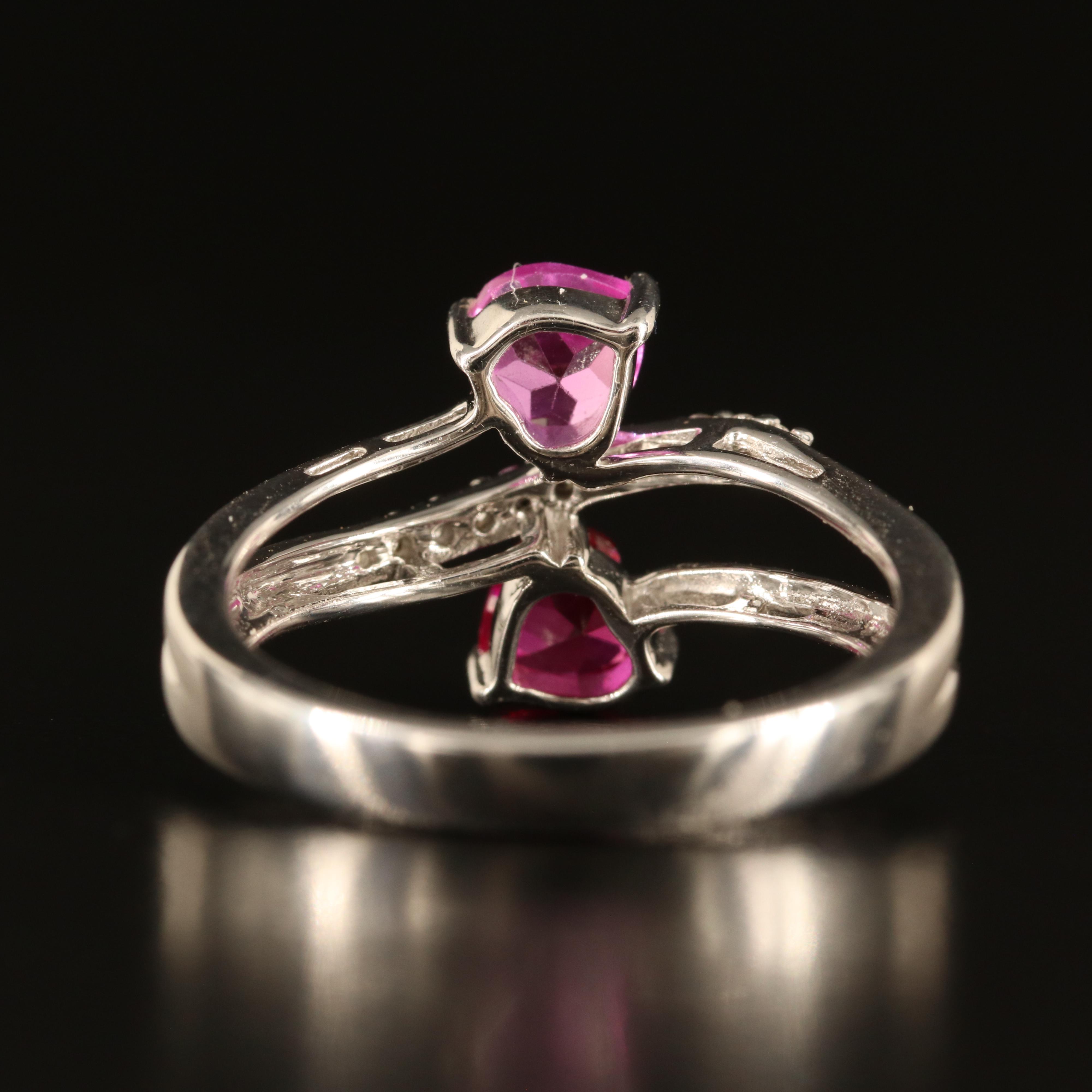 Sterling Ruby and White Sapphire Heart Toi-et-Moi Ring