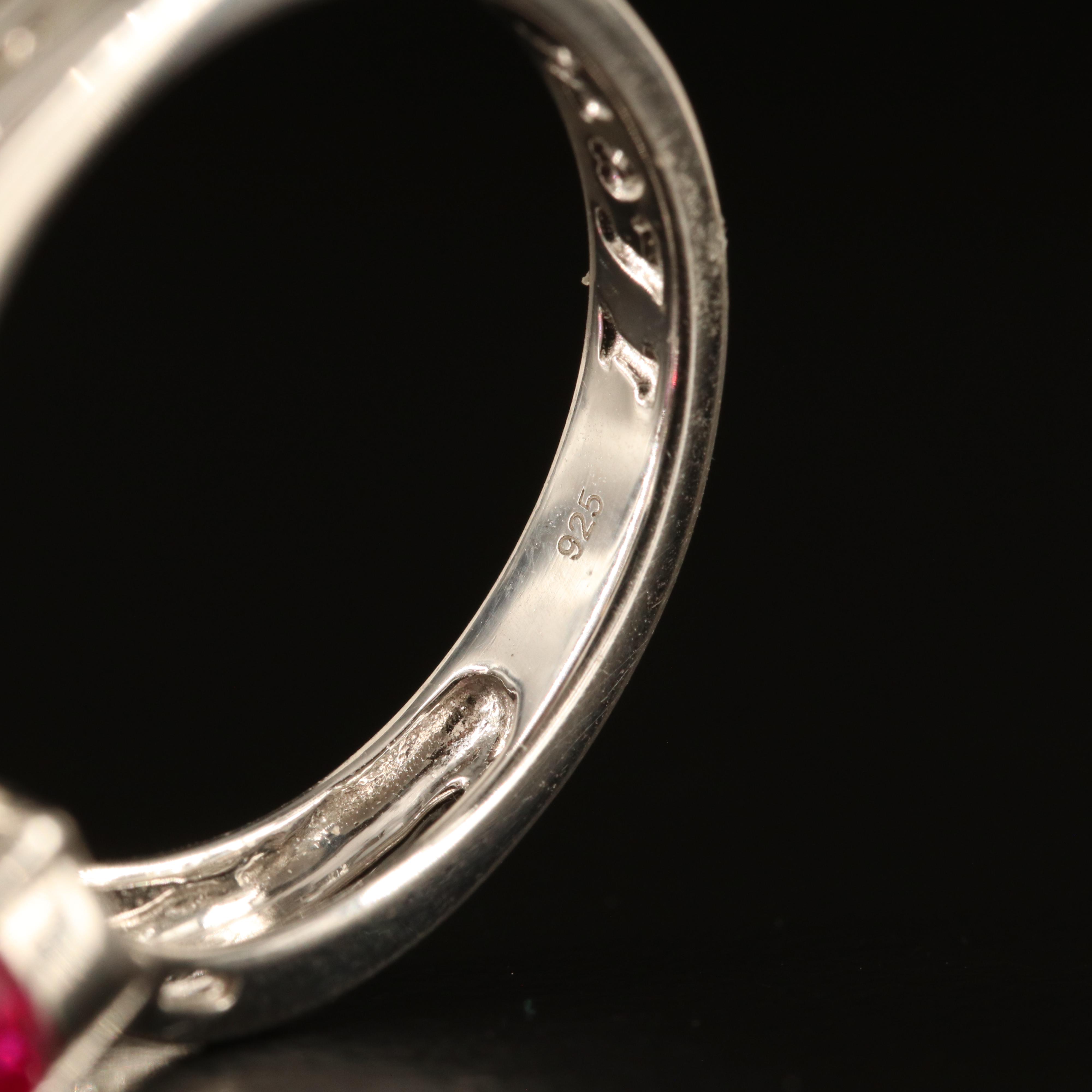 Sterling Ruby and White Sapphire Heart Toi-et-Moi Ring