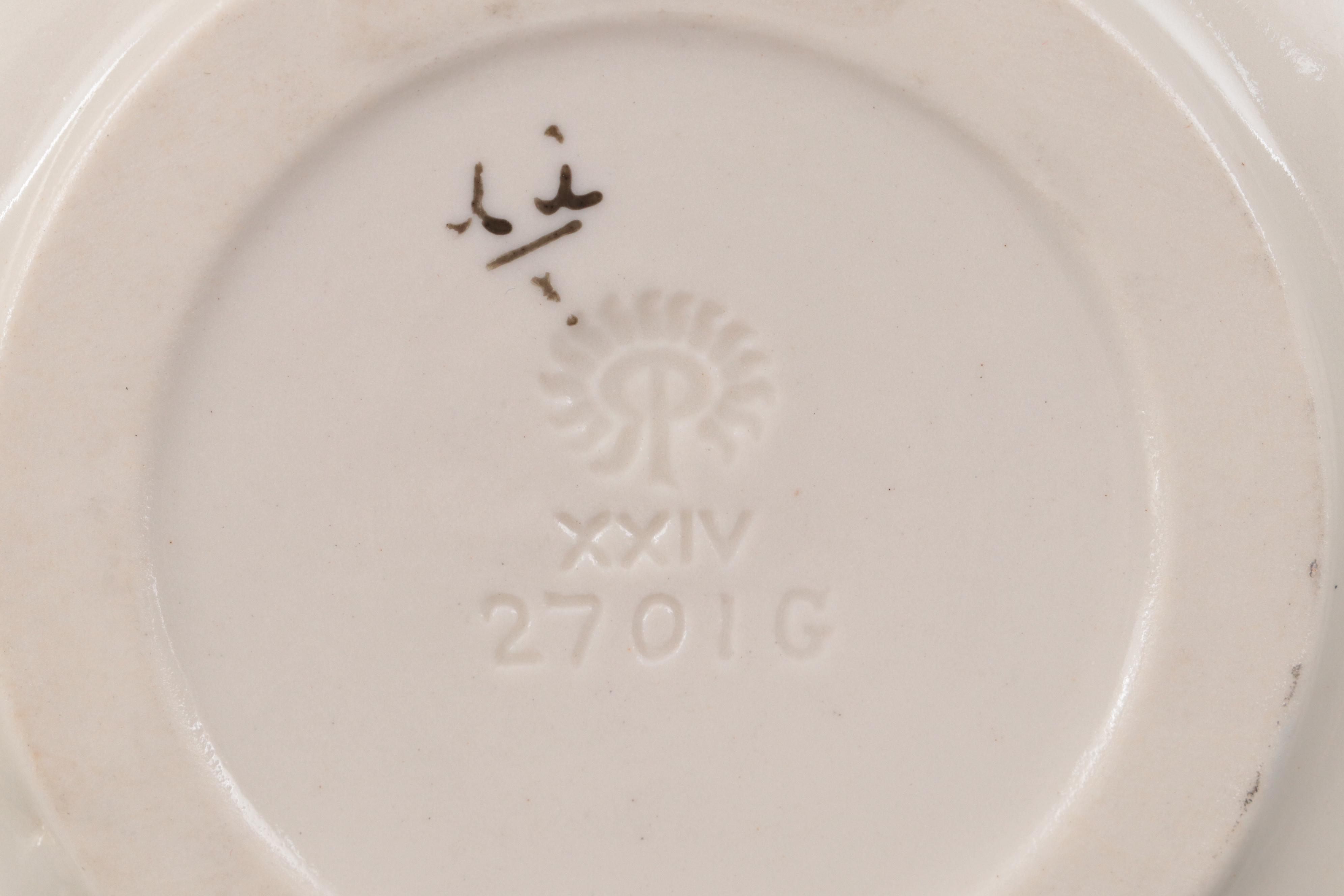 Rookwood Pottery Blue Ship Motif Ceramic Dinnerware, 1920s