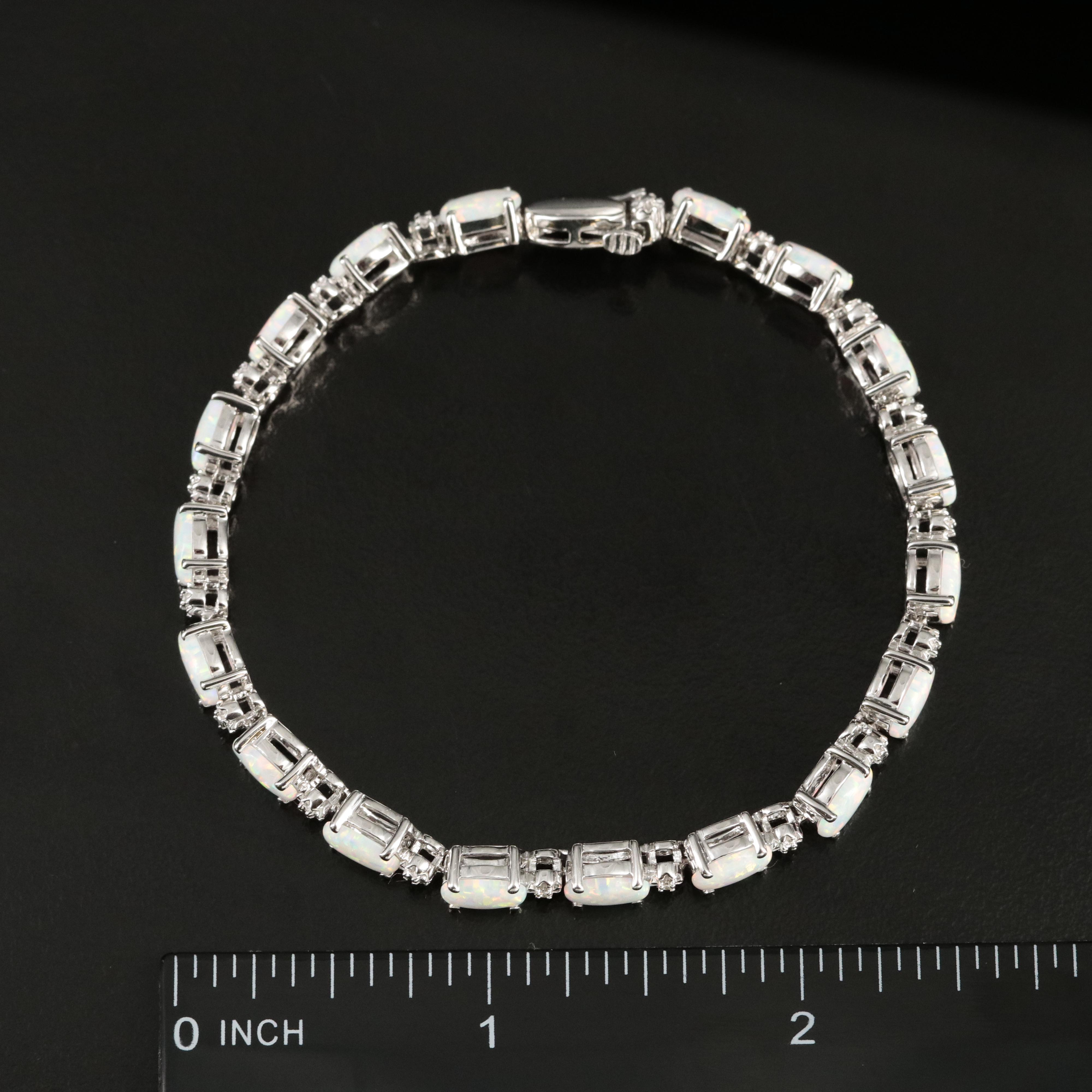 Sterling Opal and Cubic Zirconia Bracelet