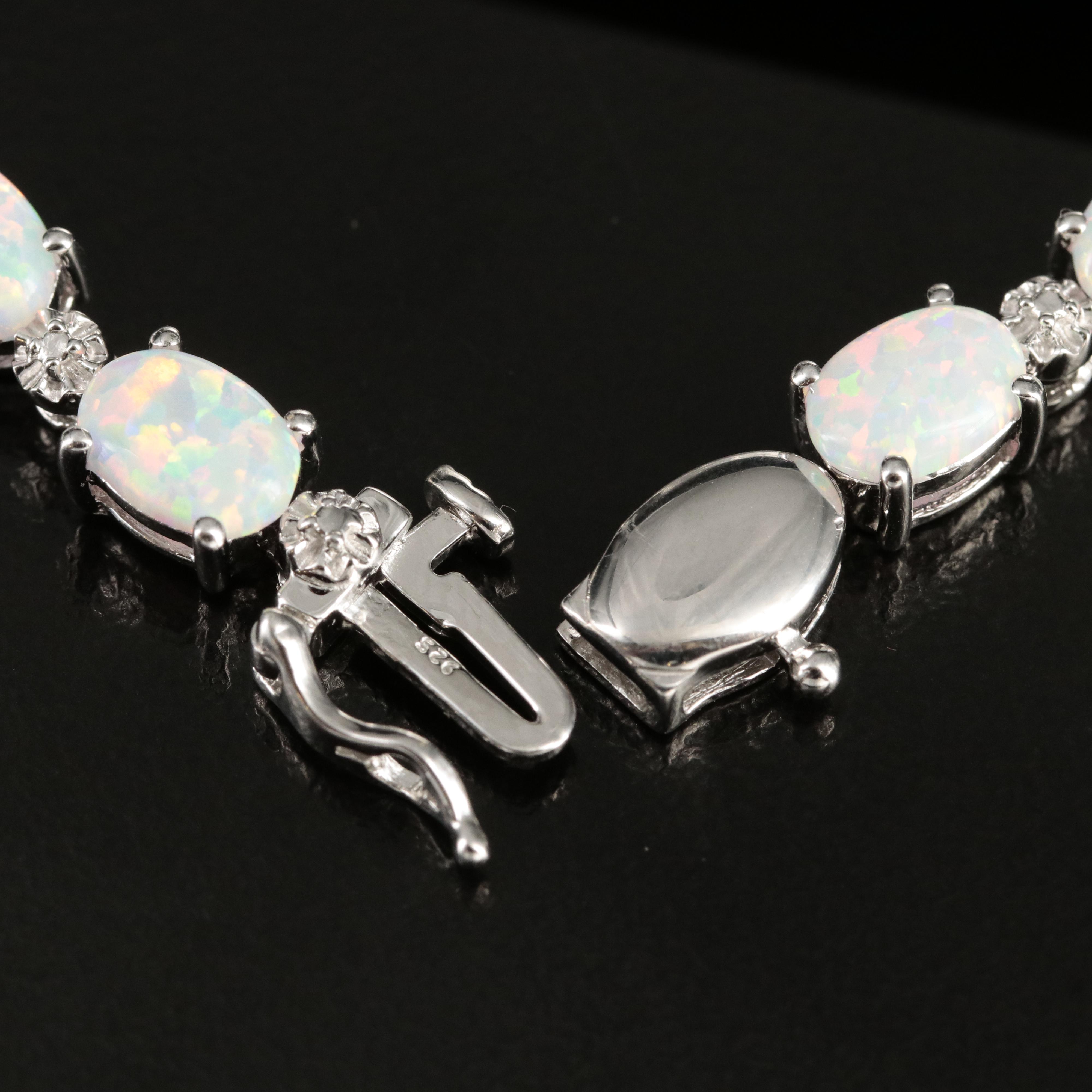 Sterling Opal and Cubic Zirconia Bracelet