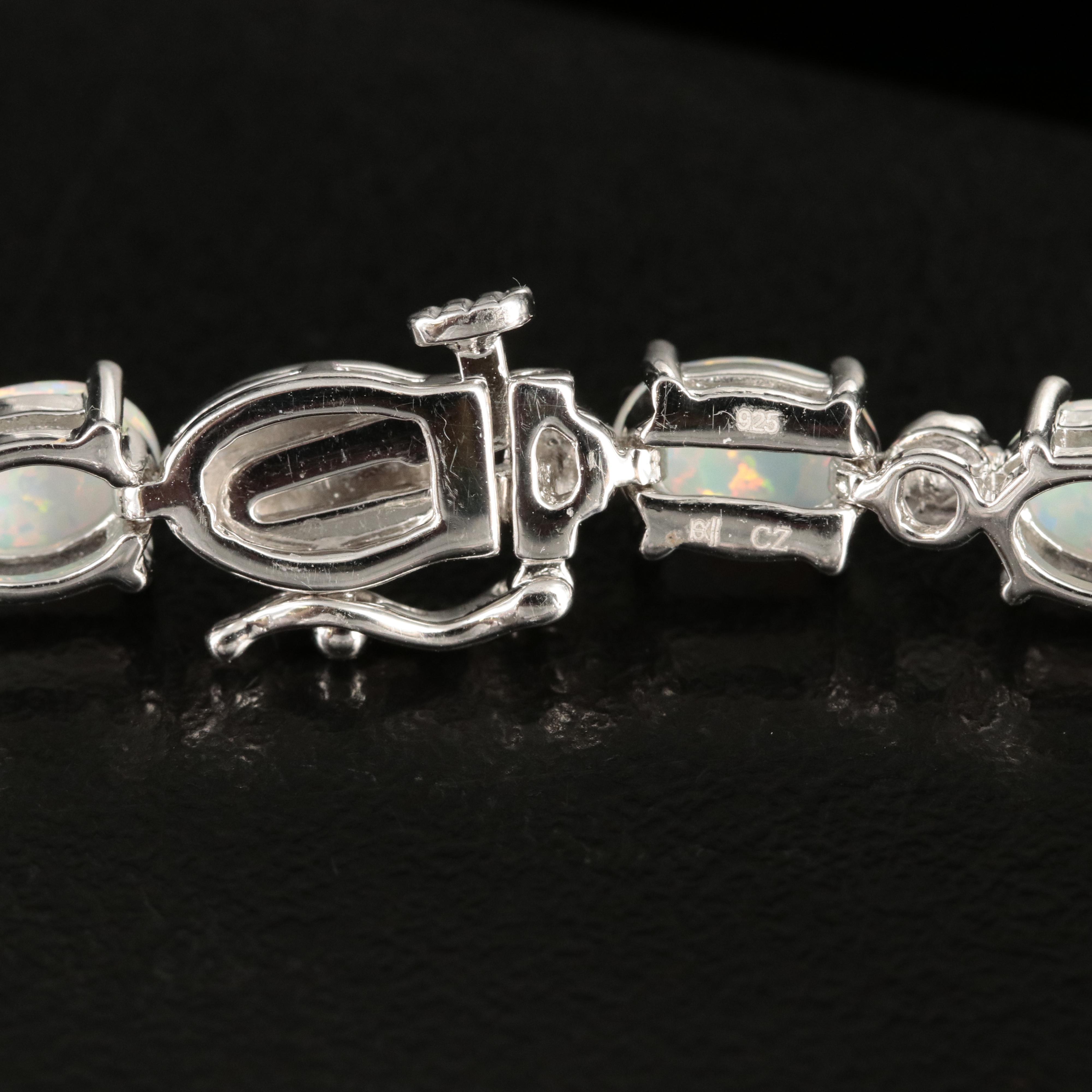 Sterling Opal and Cubic Zirconia Bracelet