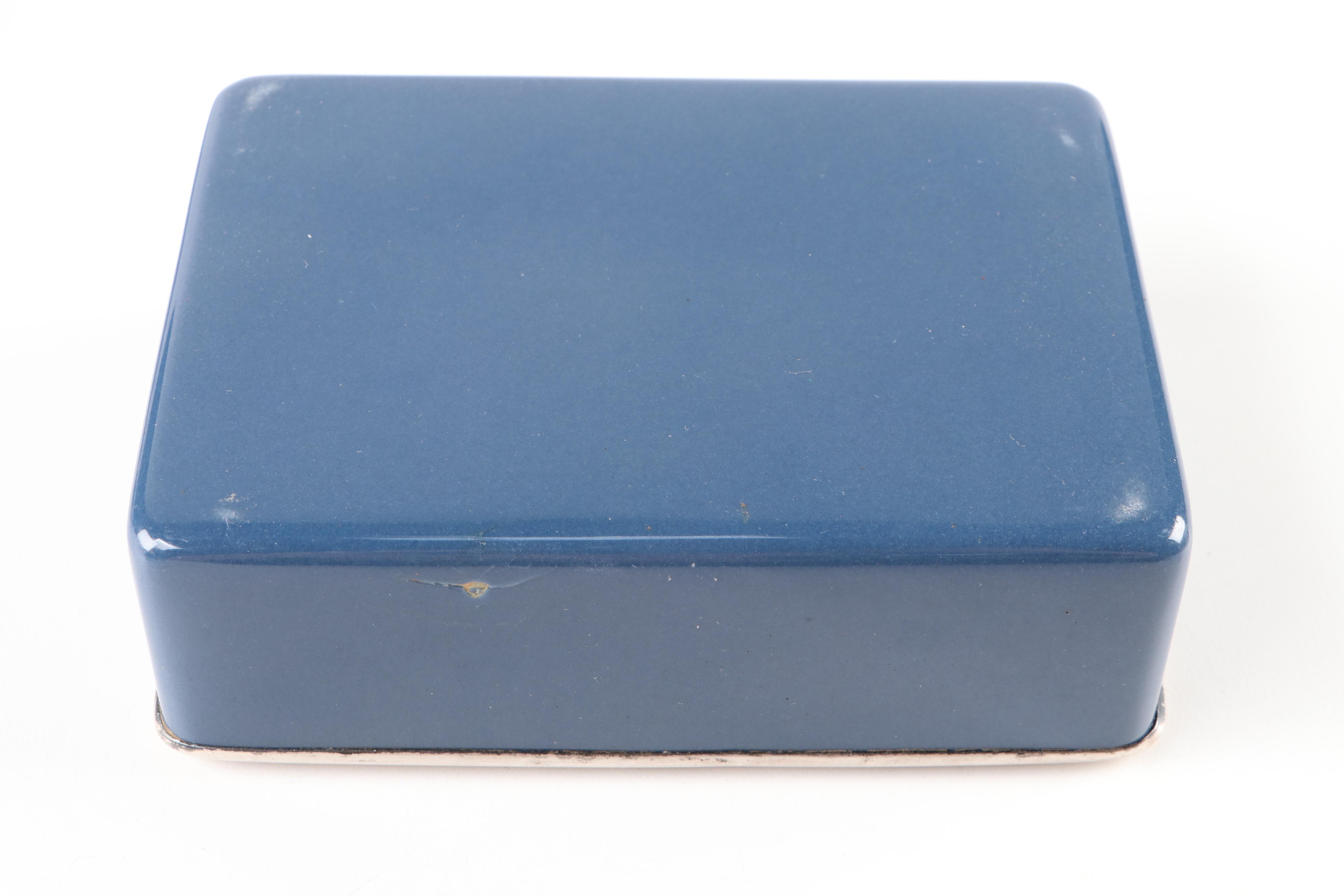 Japanese Meiji Style Sterling Silver Rim Cloisonné Enamel Box