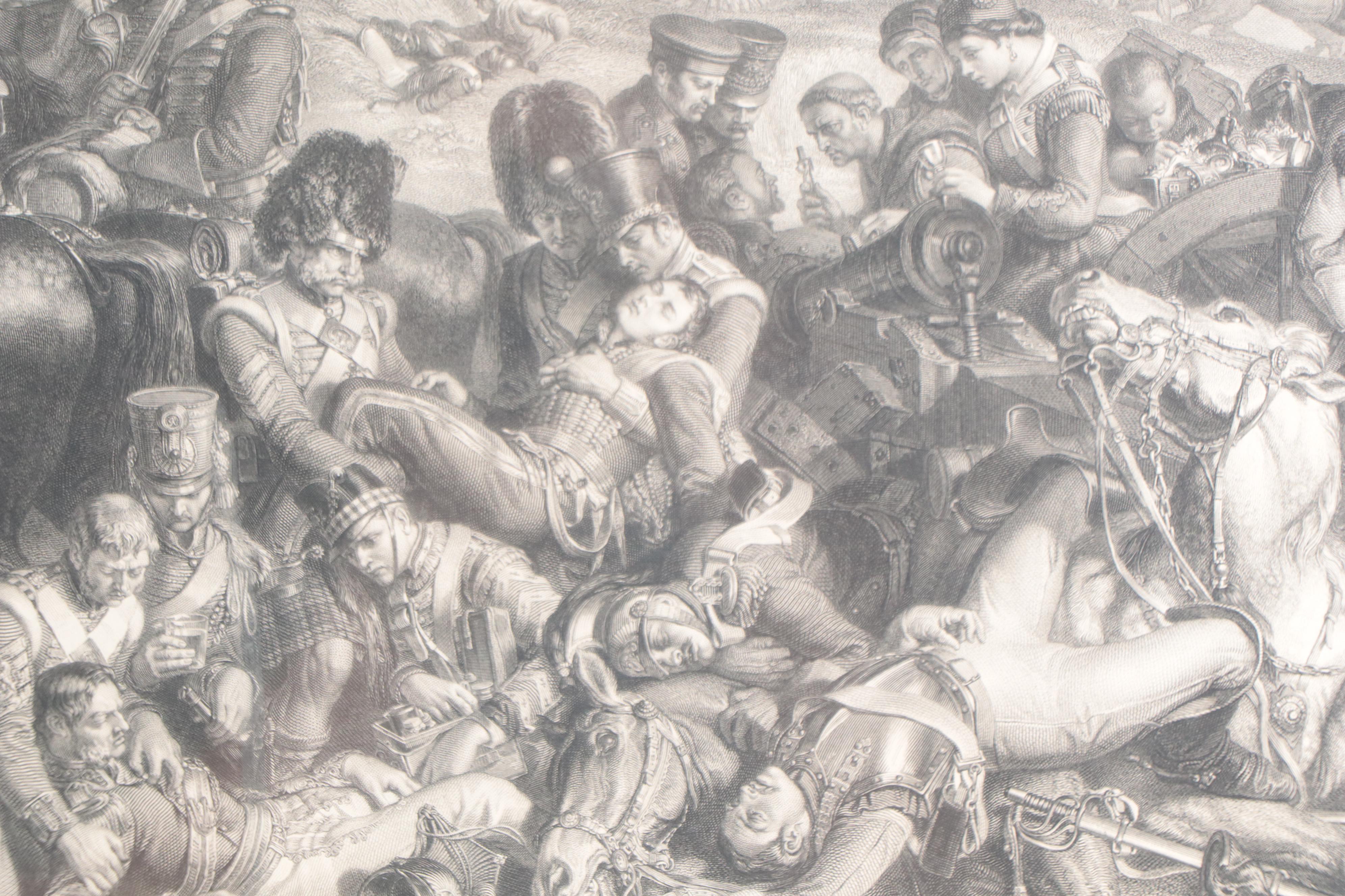 Lumb Stocks Engraving of Battle Scene After Daniel Maclise, 1872