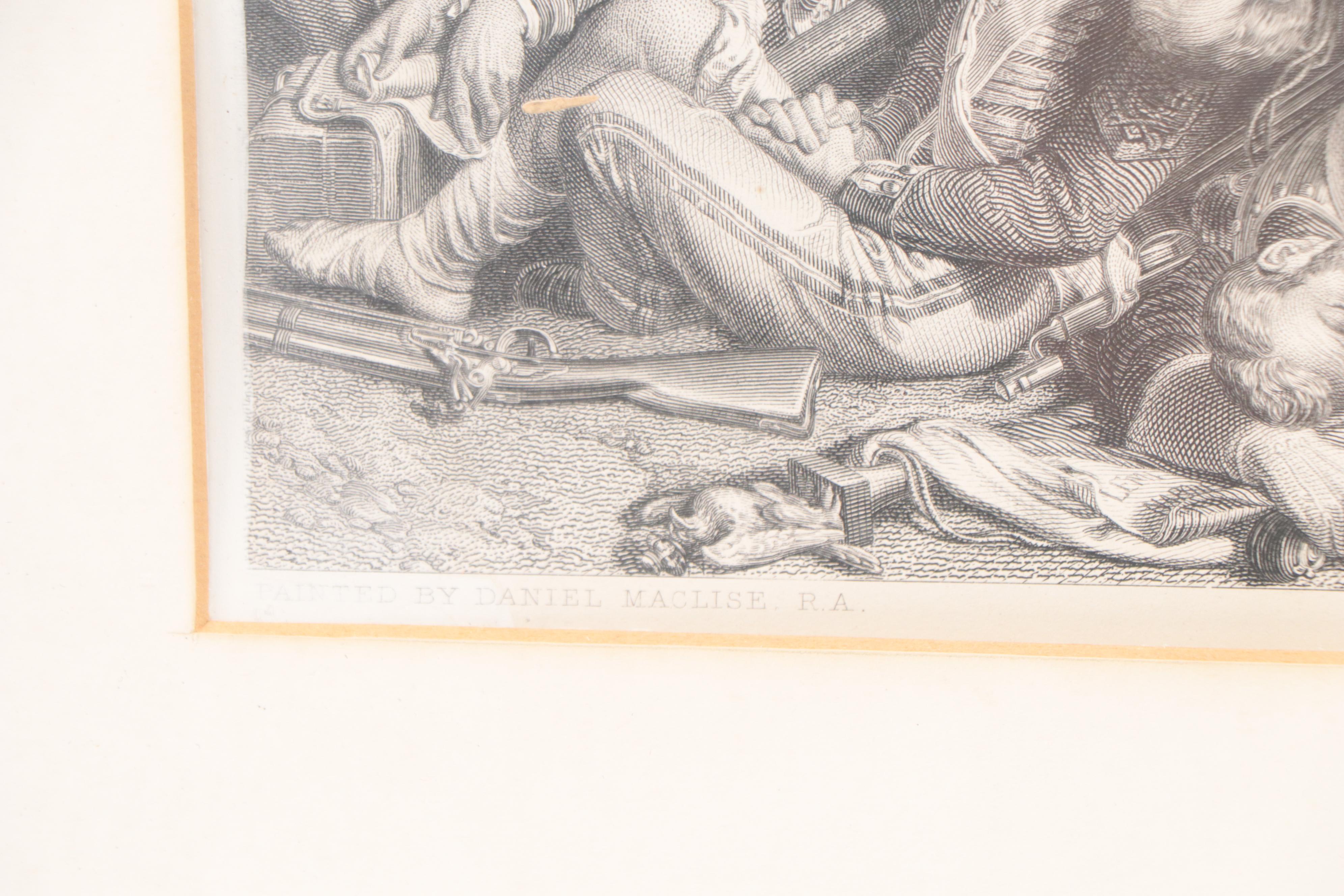 Lumb Stocks Engraving of Battle Scene After Daniel Maclise, 1872