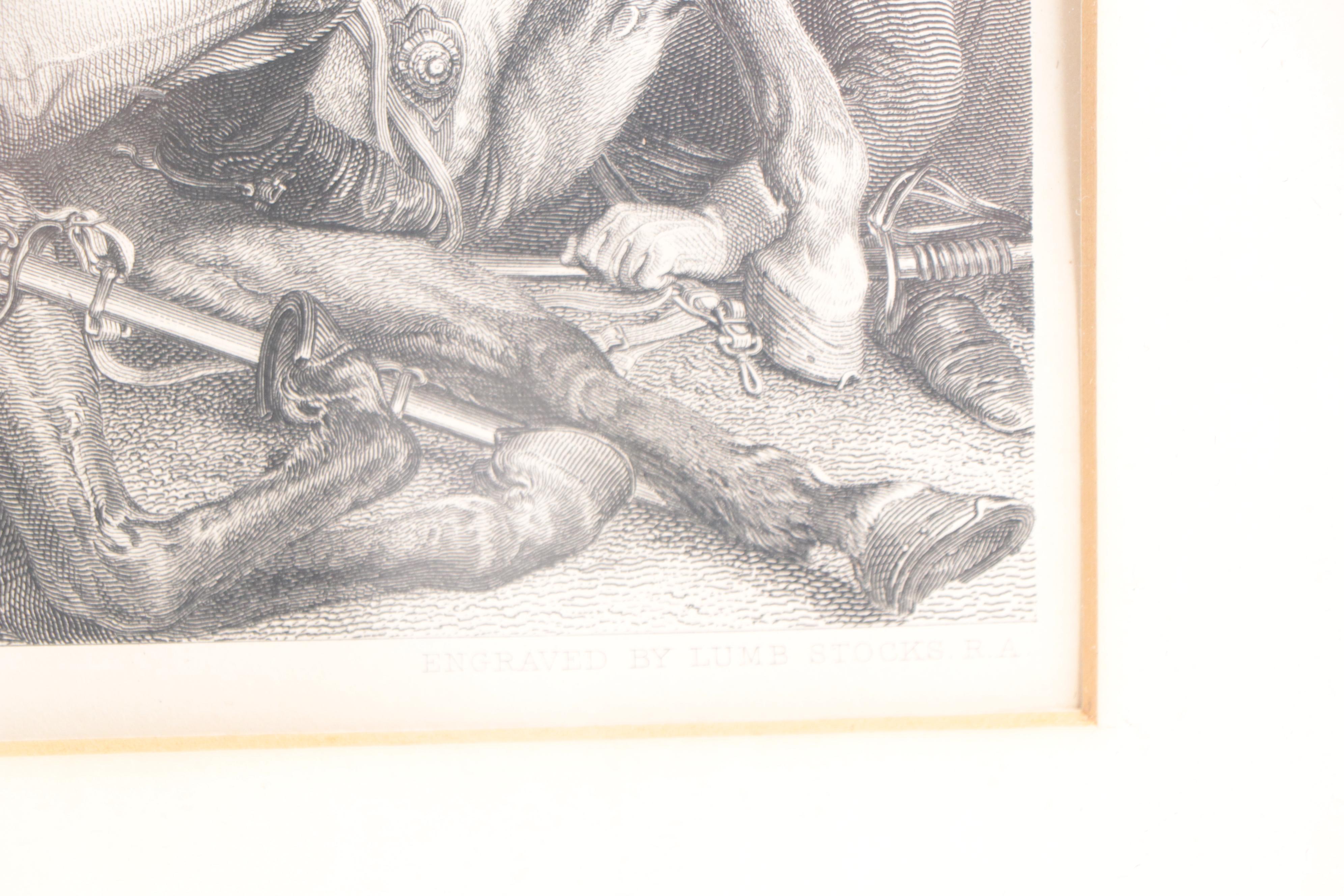 Lumb Stocks Engraving of Battle Scene After Daniel Maclise, 1872