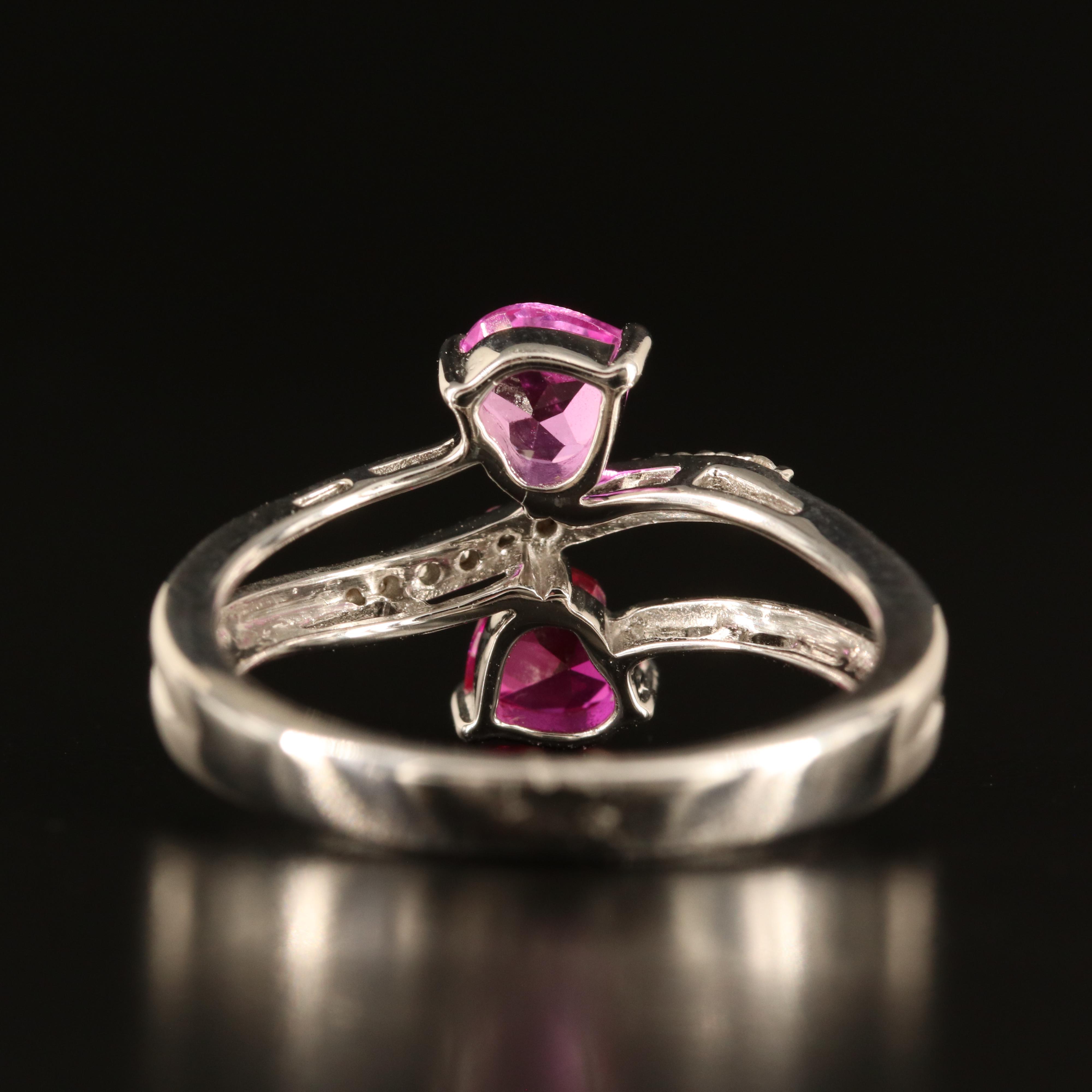 Sterling Ruby and White Sapphire Heart Toi-et-Moi Ring