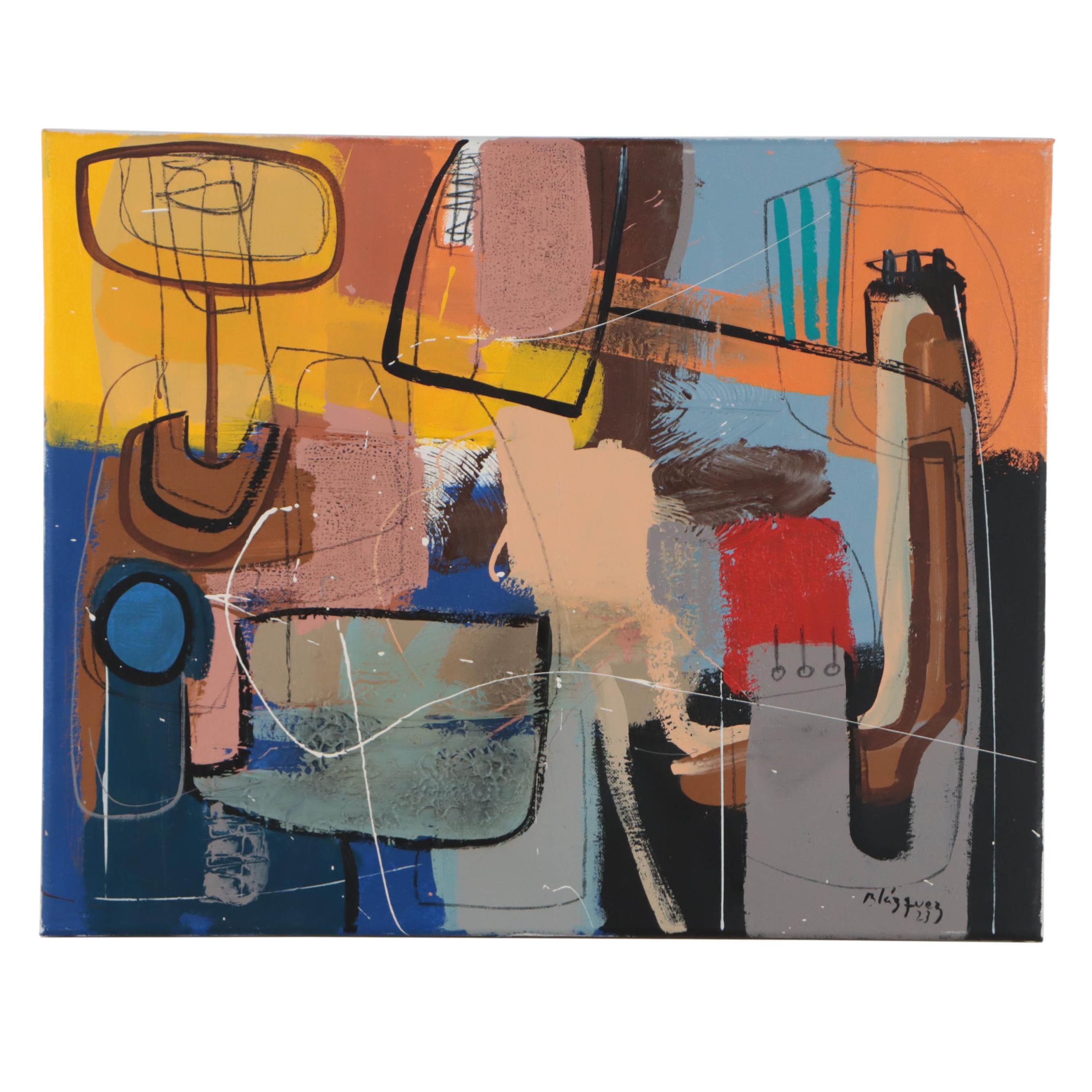 Michel Blázquez Mixed Media Painting "Abstract #314," 2023