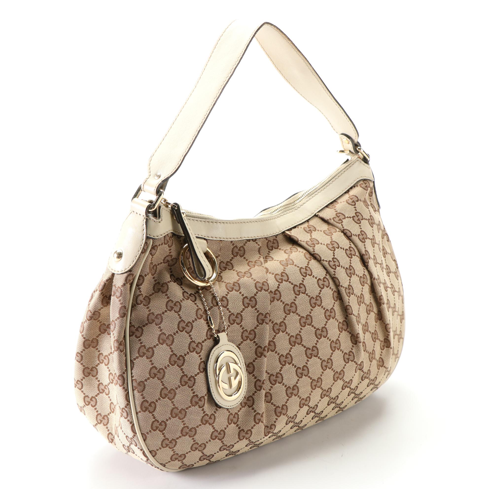 Gucci Sukey Medium Hobo Shoulder Bag in GG Canvas and Leather