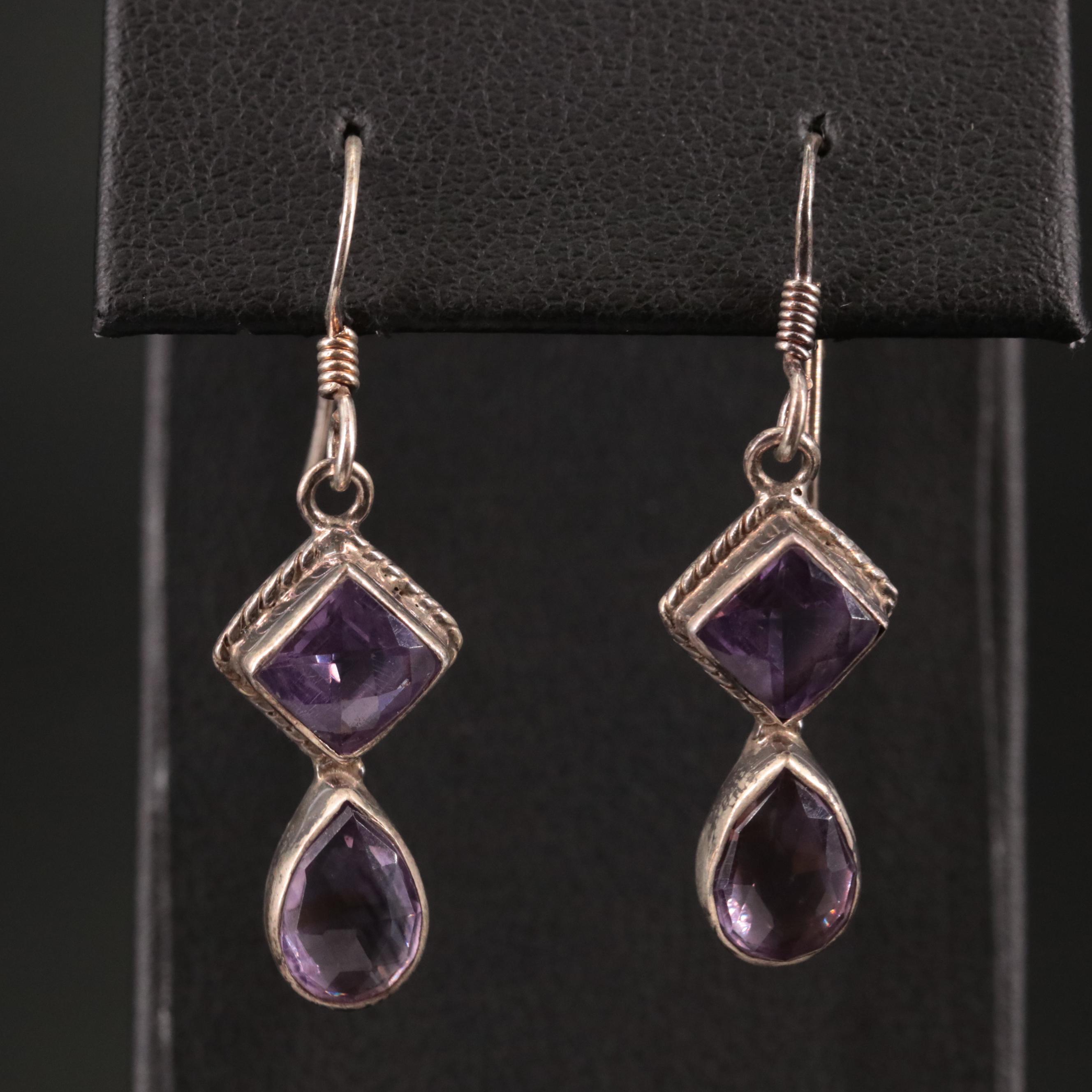 Sterling Amethyst Dangle Earrings
