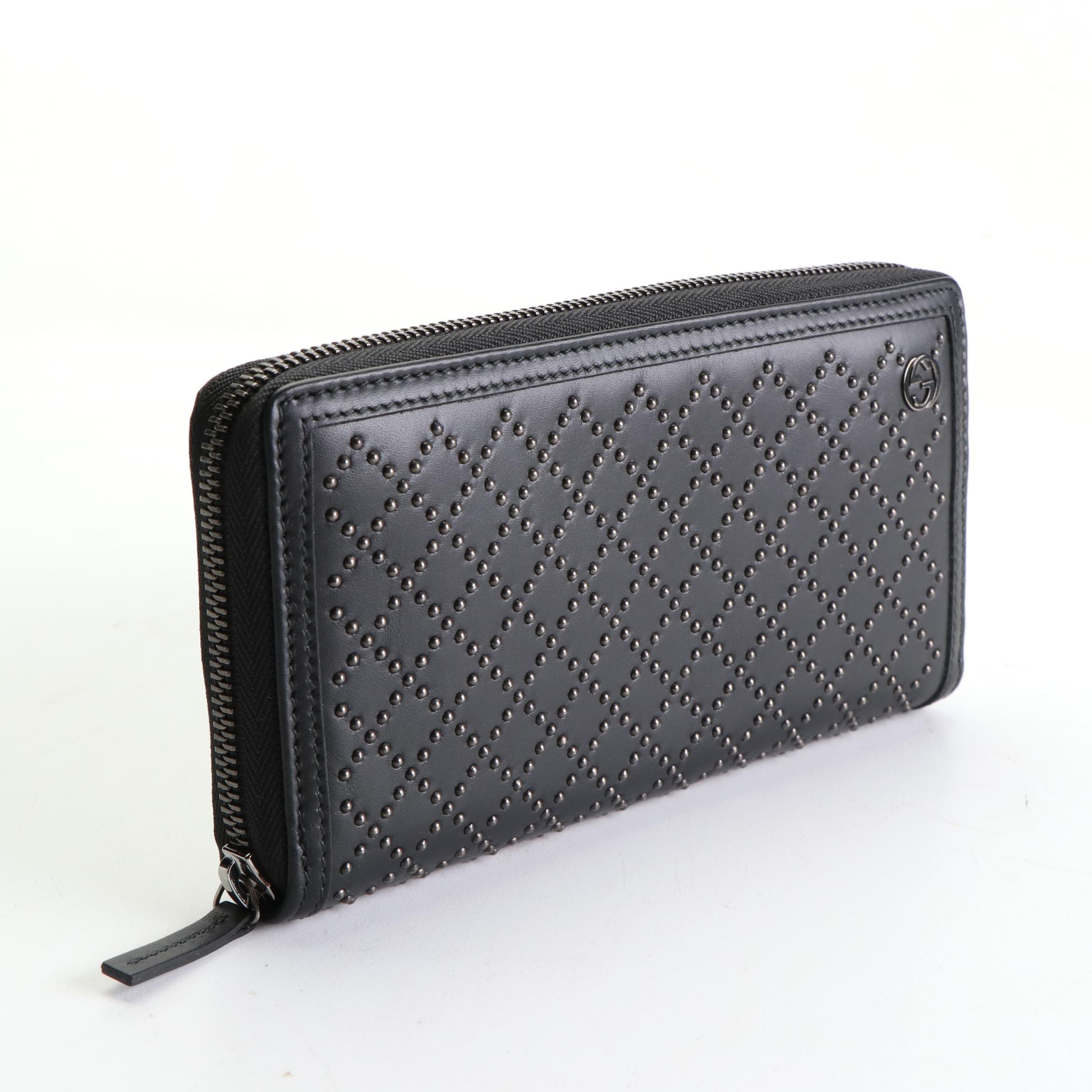 Gucci Zip-Around Wallet in Diamante Studded Leather with Interlocking GG