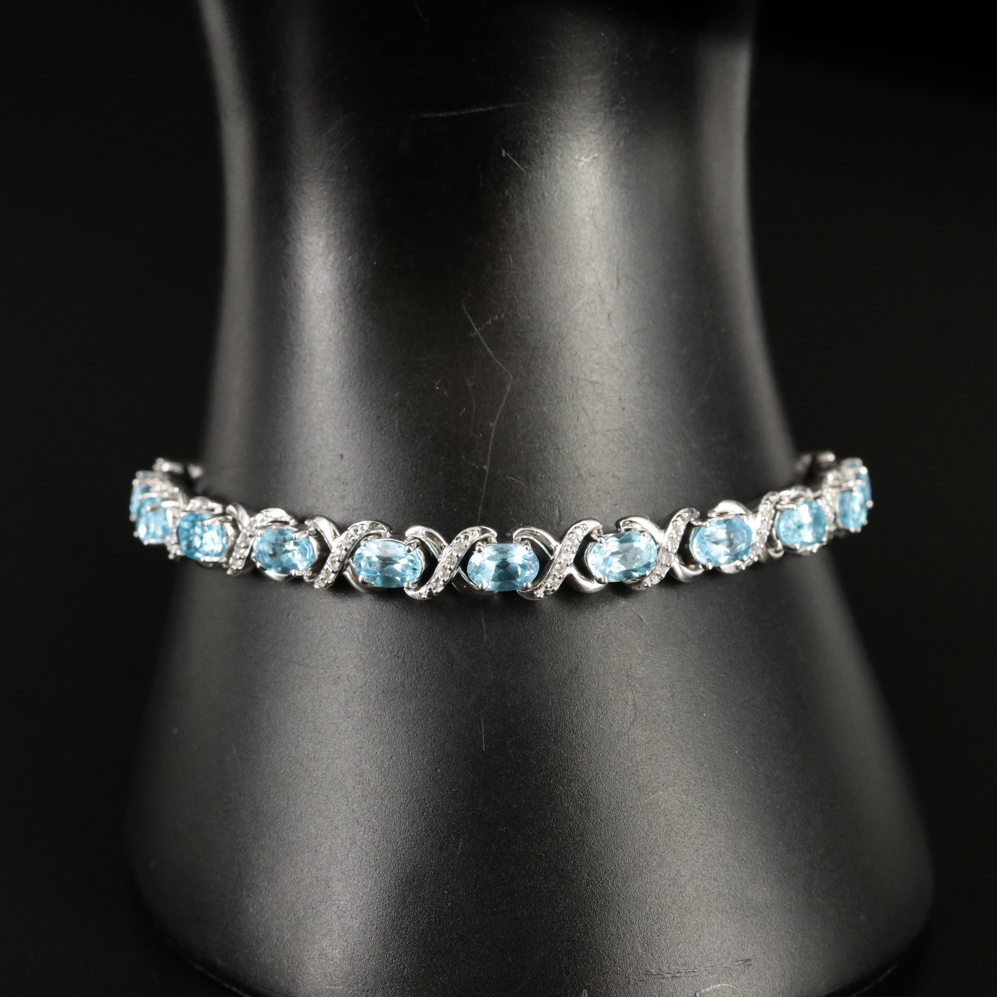 Sterling Topaz and Sapphire Bolo Bracelet