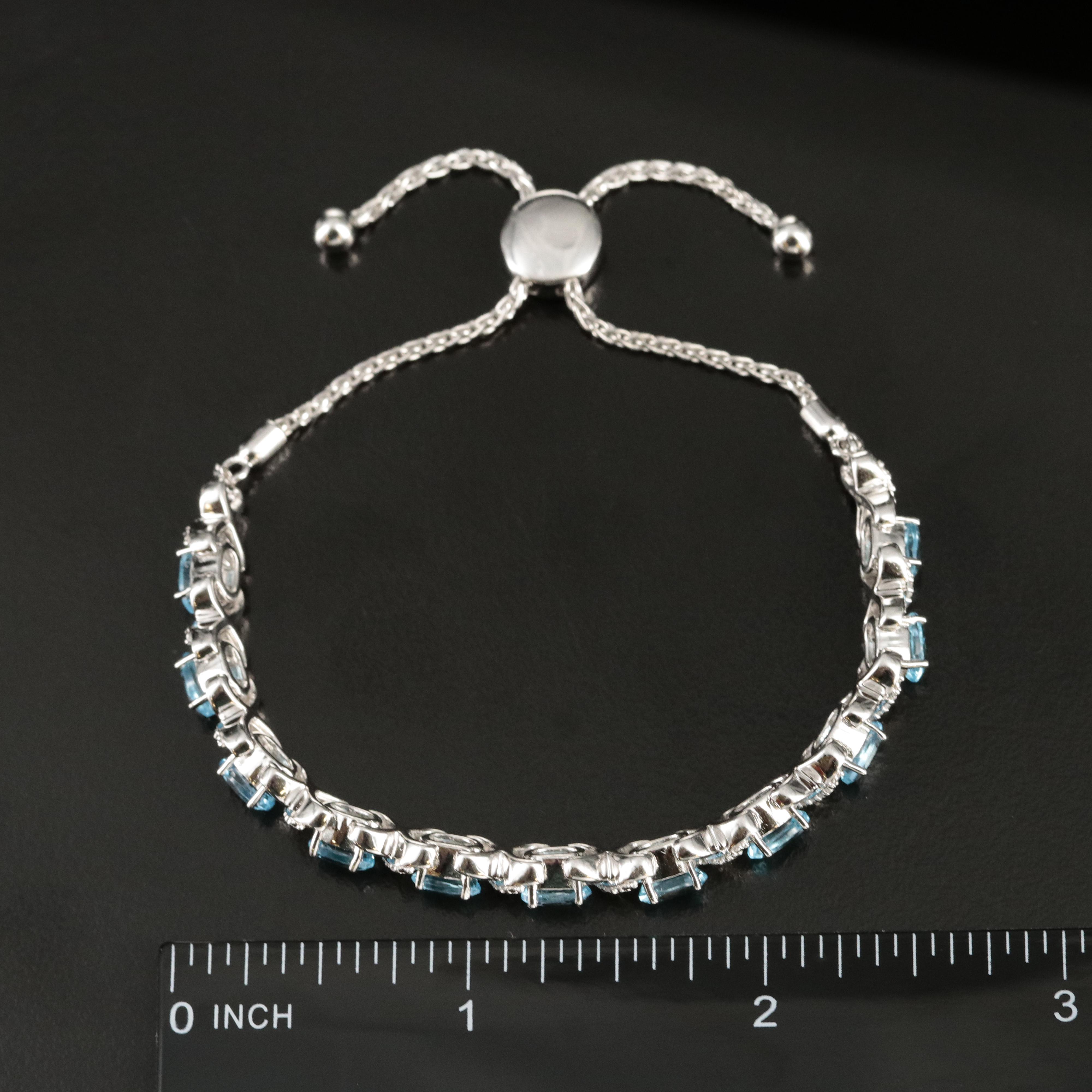 Sterling Topaz and Sapphire Bolo Bracelet