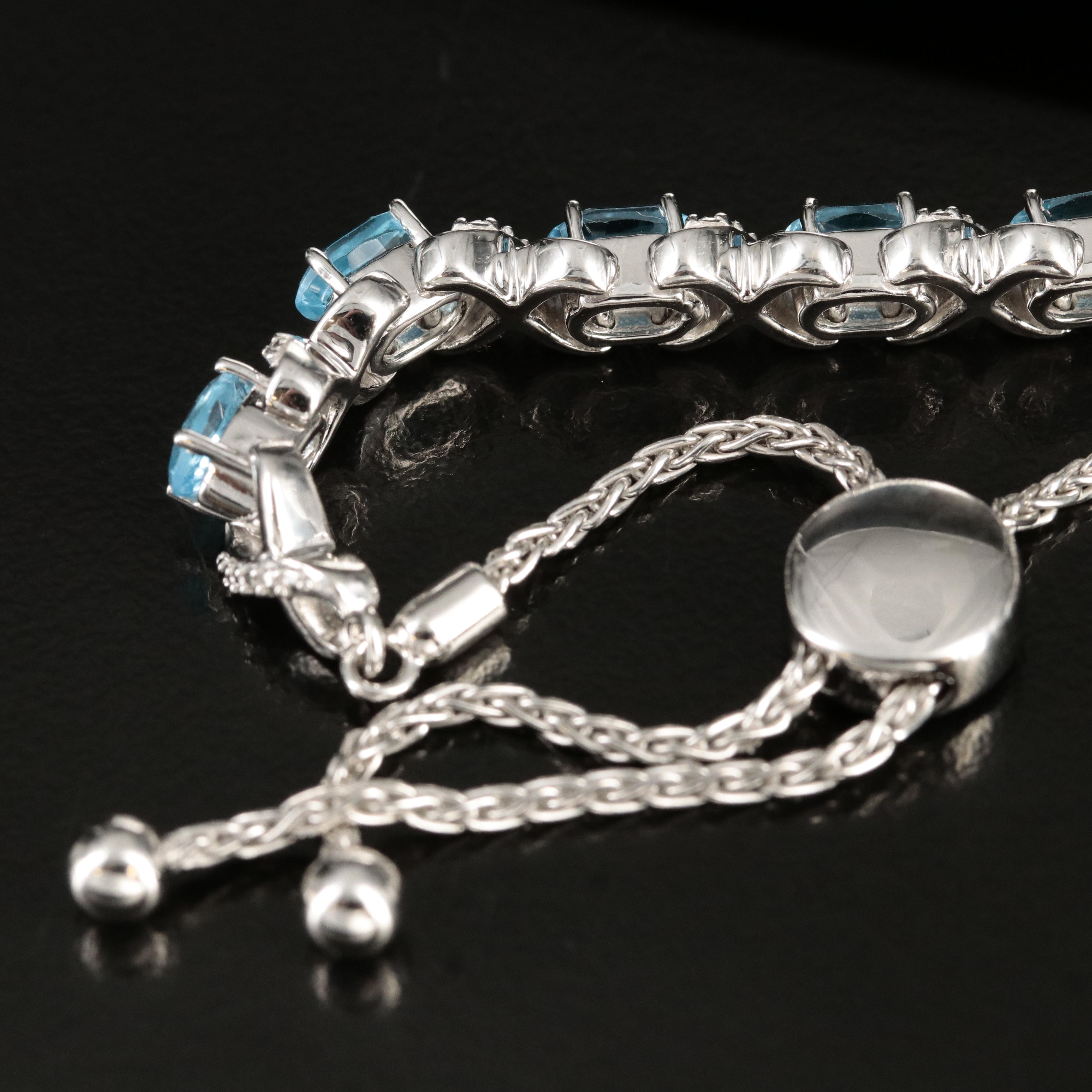 Sterling Topaz and Sapphire Bolo Bracelet
