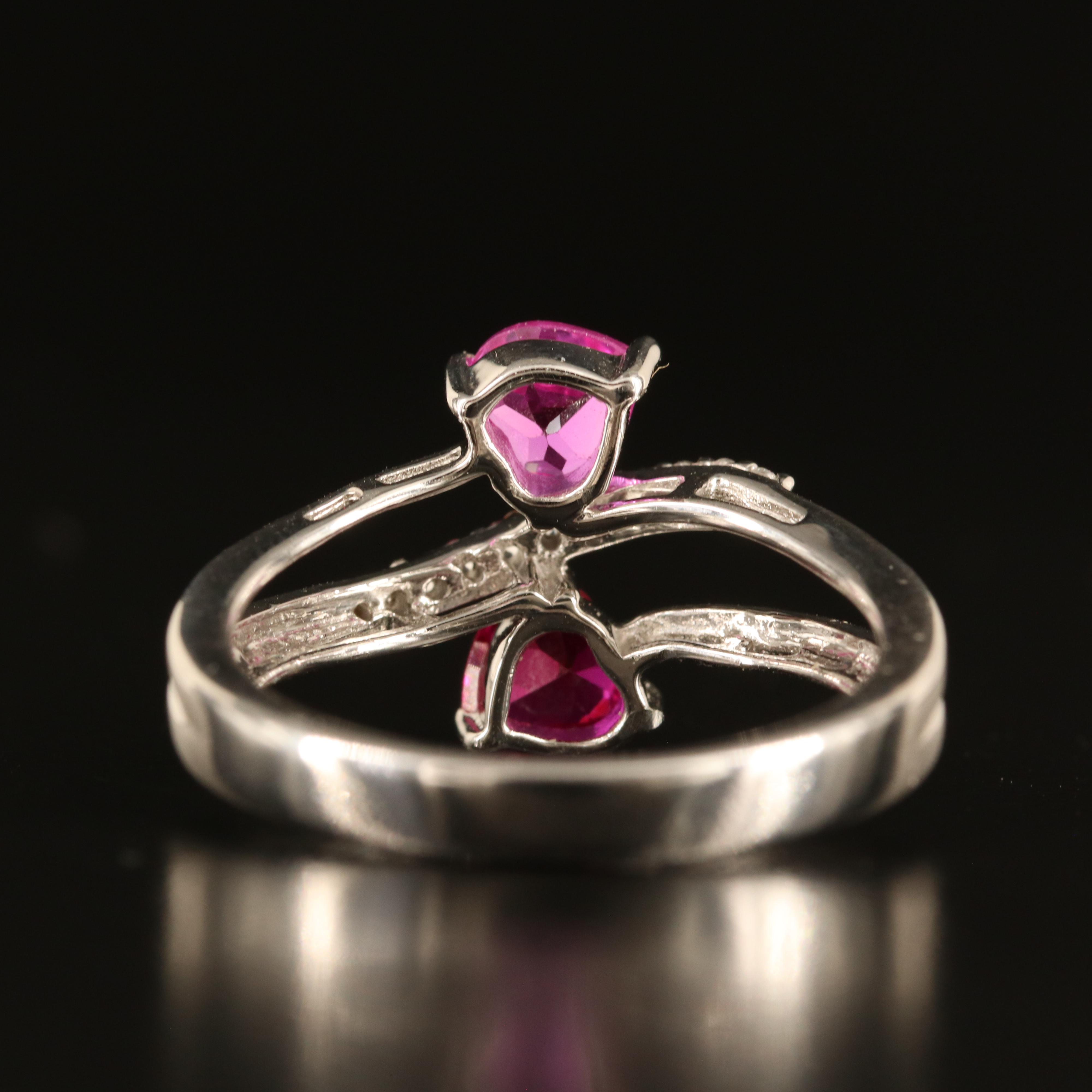Sterling Ruby and White Sapphire Heart Toi-et-Moi Ring