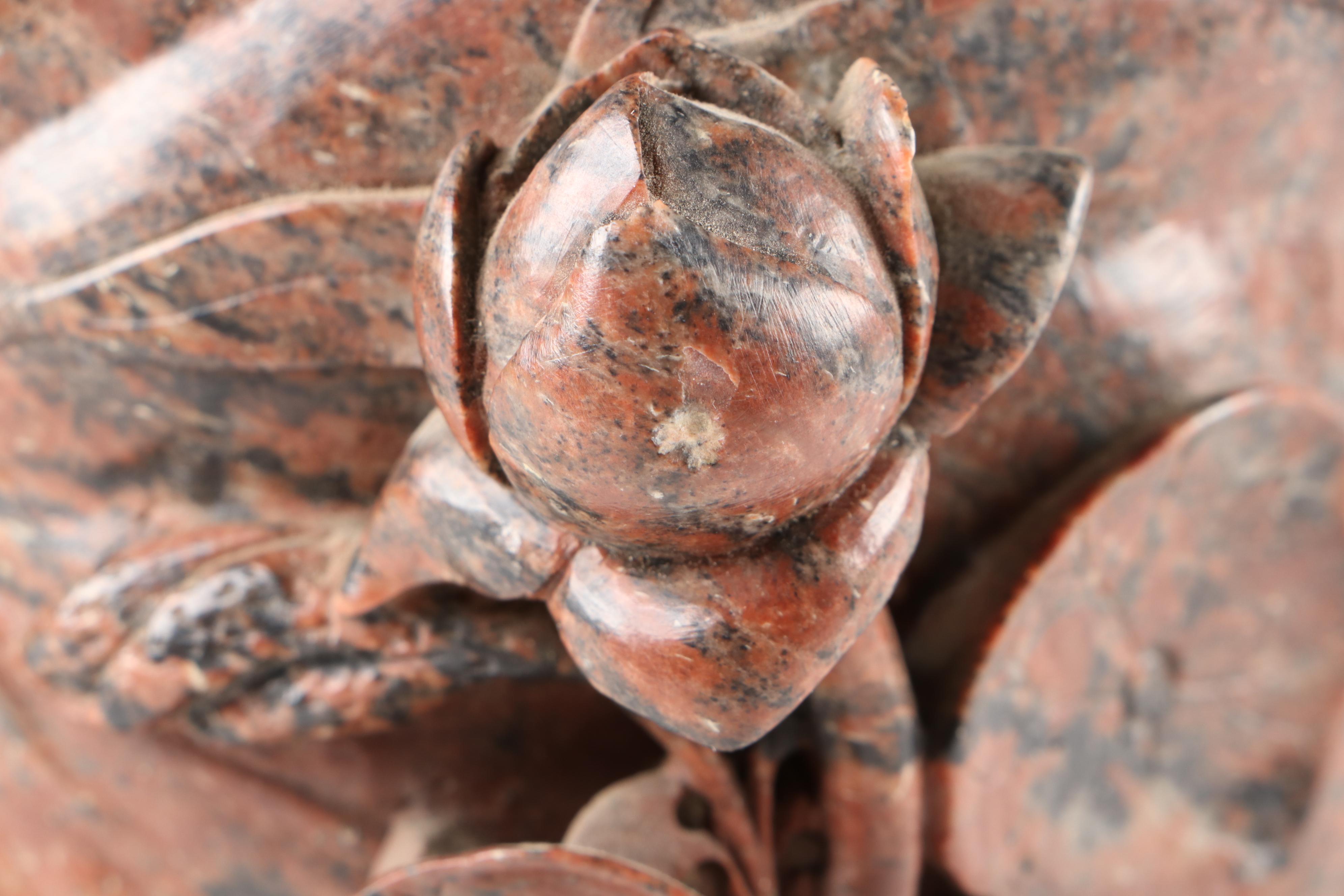 Chinese Carved Soapstone Lotus Flower Pond Motif Vase