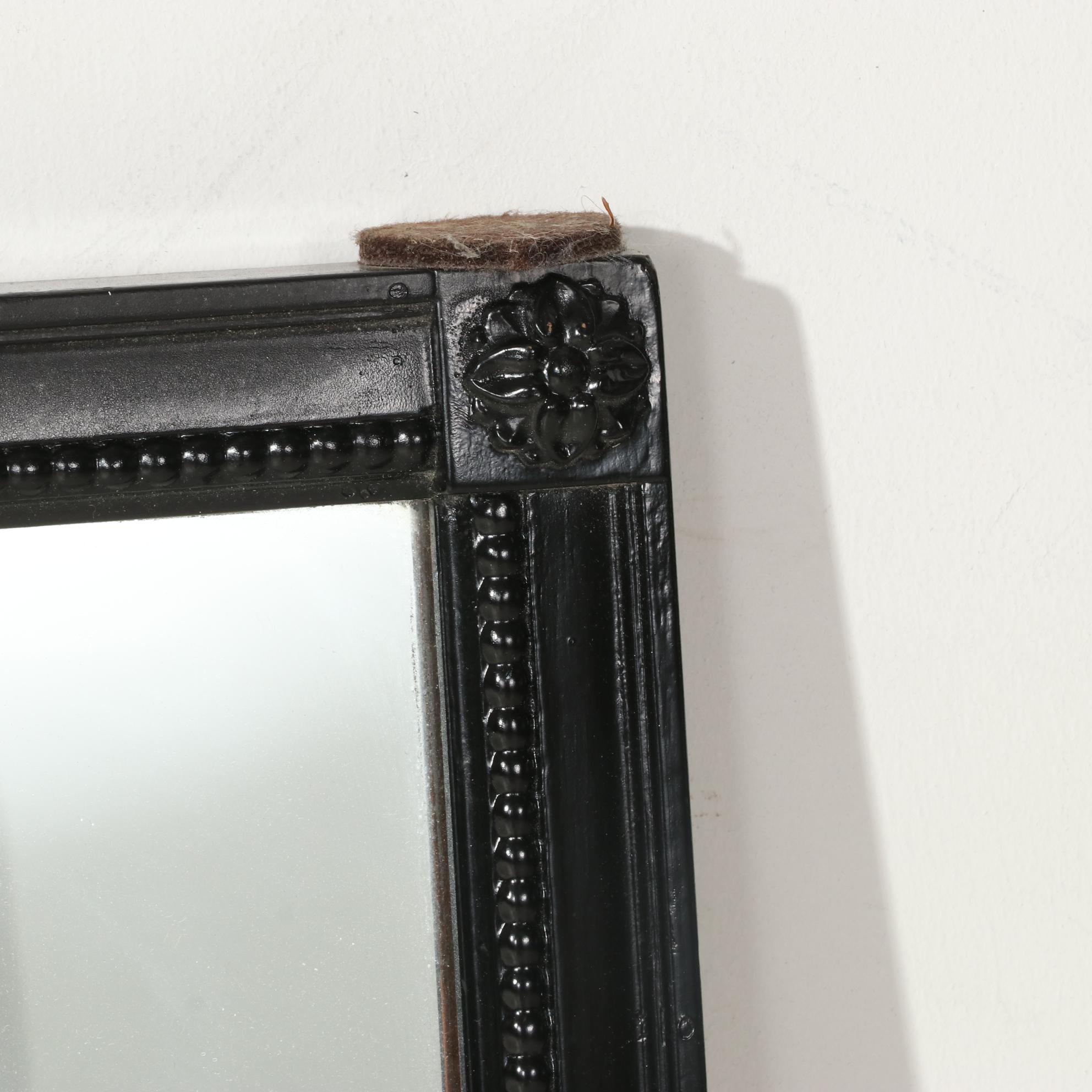 MMA "Hart" Mirror with Black Enameled Frame, Mid-20th Century