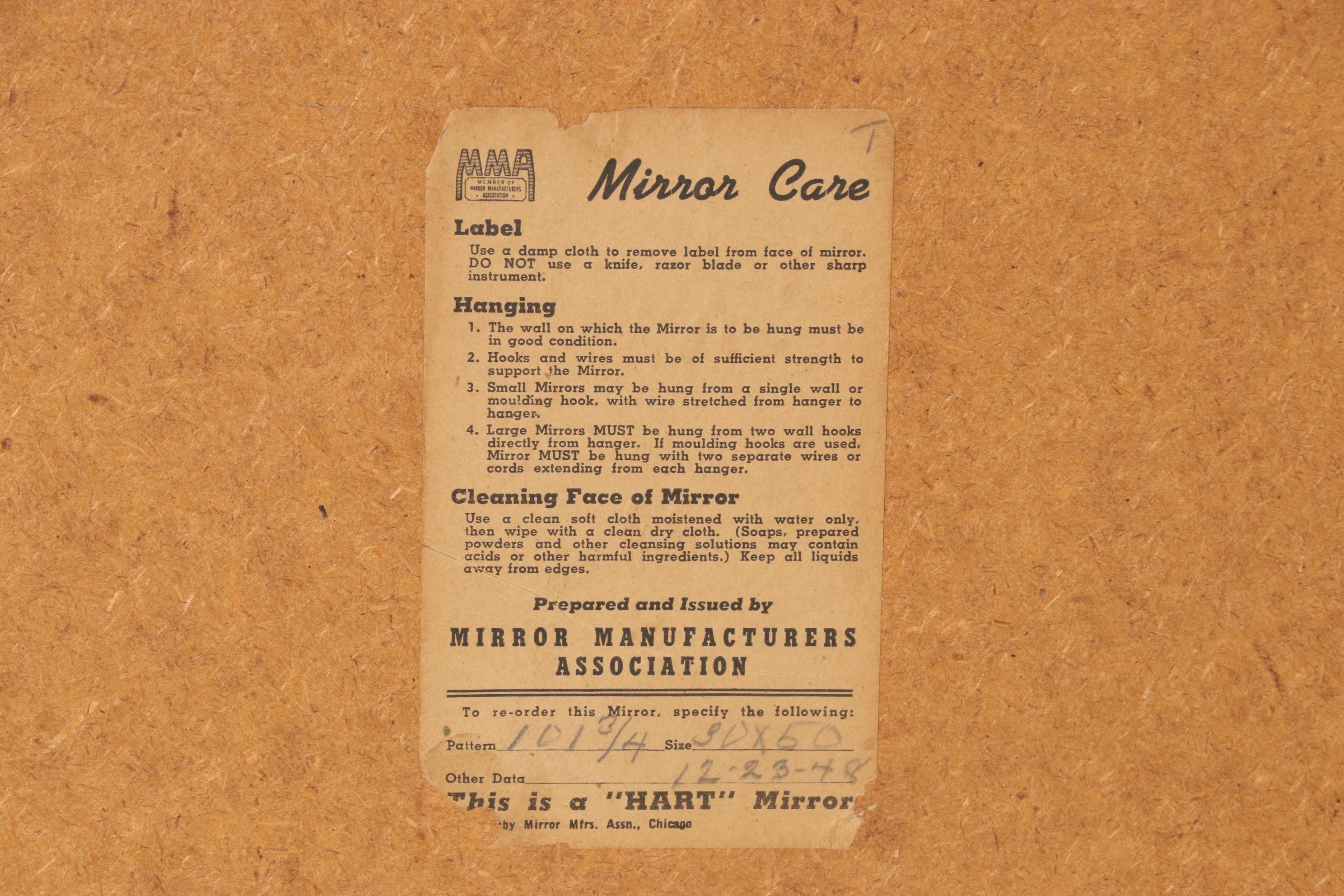 MMA "Hart" Mirror with Black Enameled Frame, Mid-20th Century