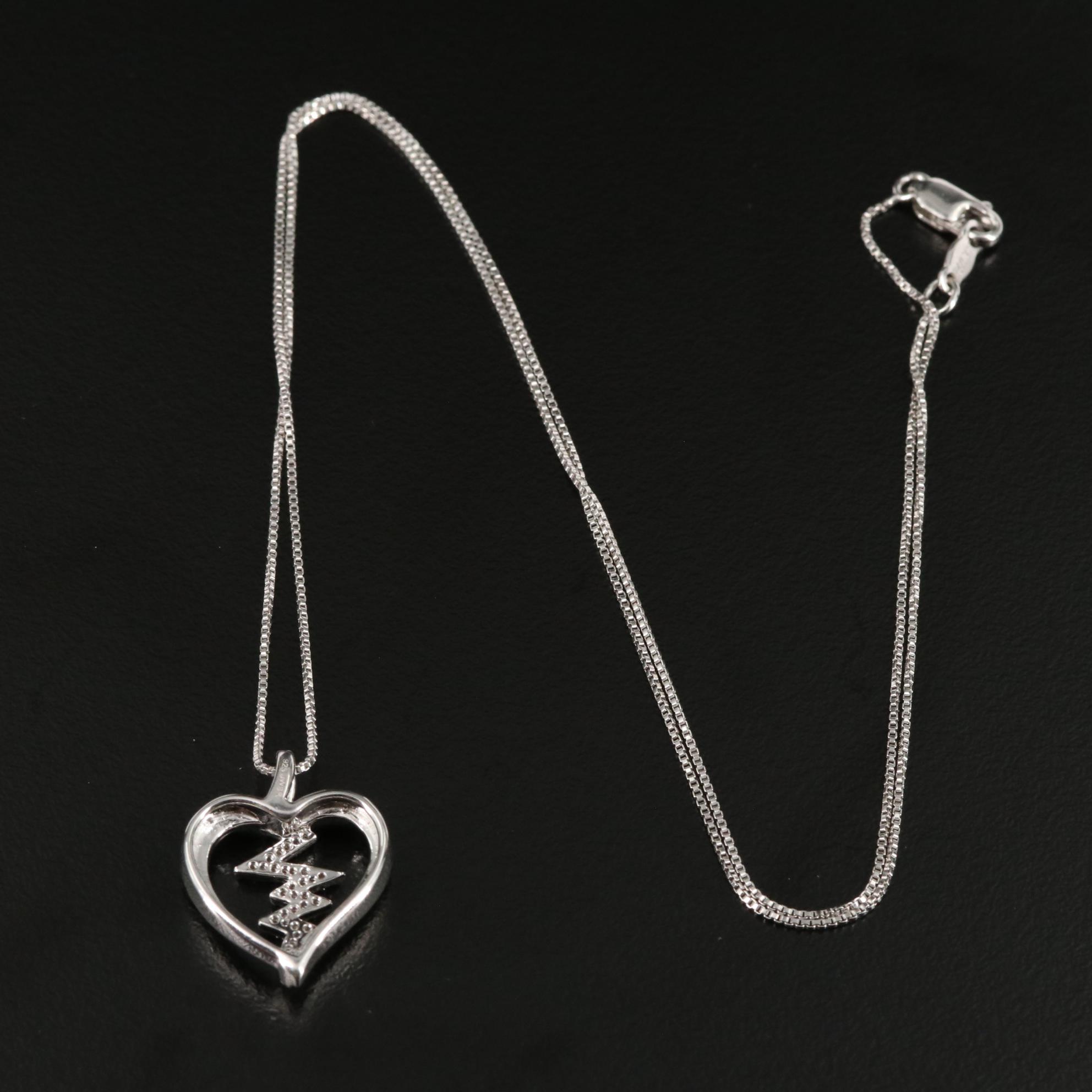Sterling 0.11 CTW Diamond Heart Pendant Necklace