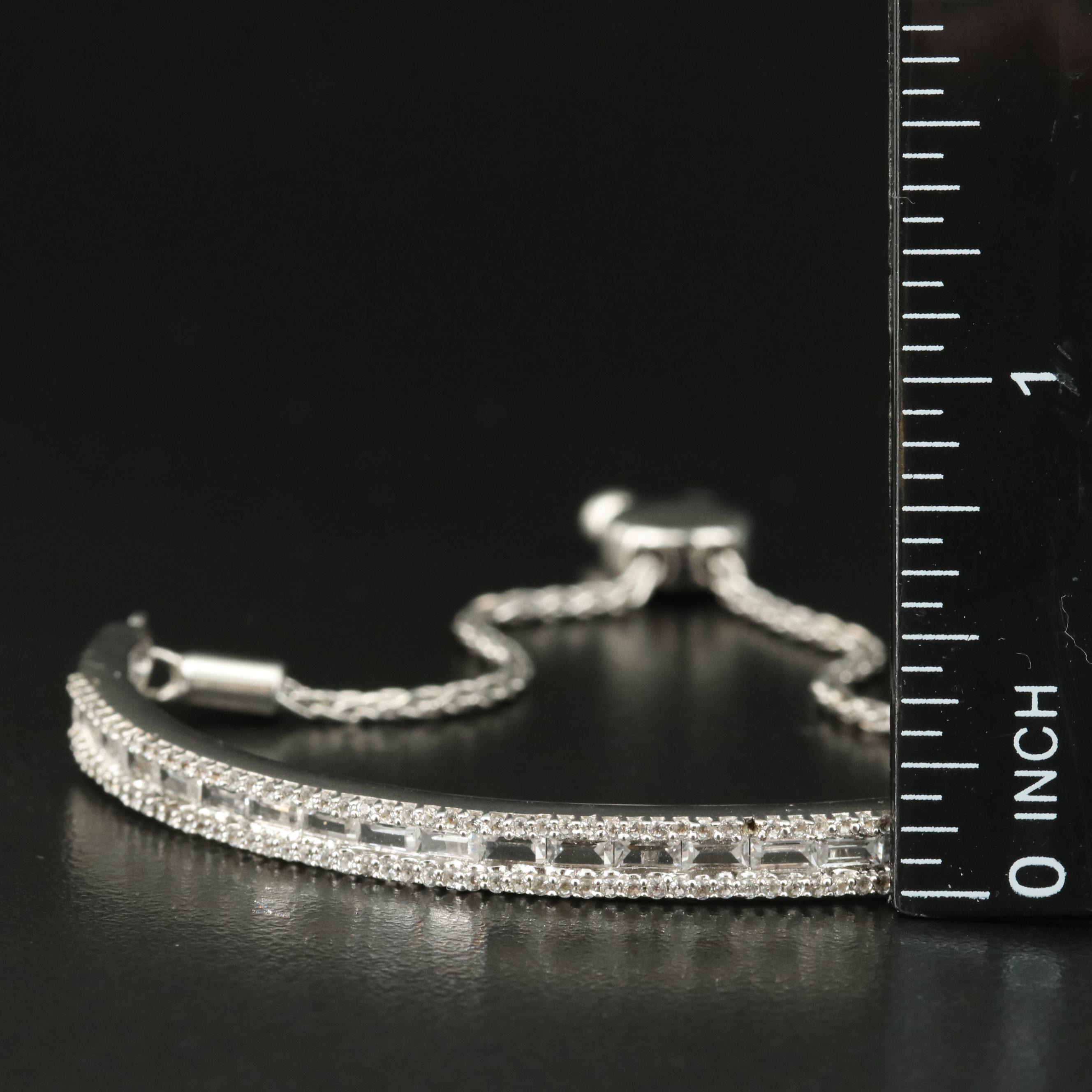 Sterling Sapphire Curved Bar Bolo Bracelet