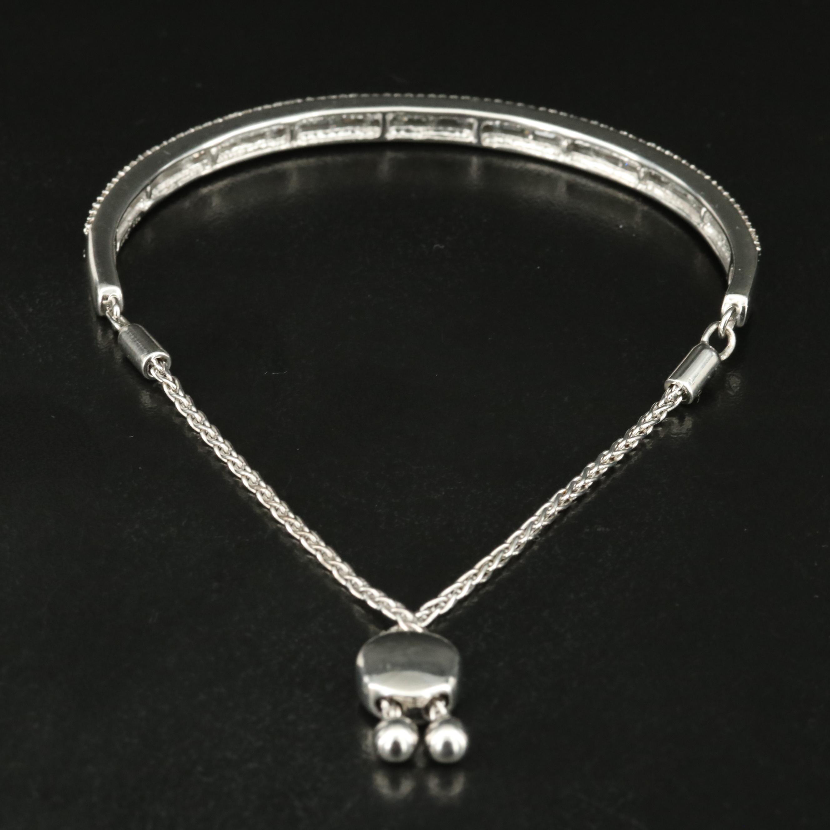 Sterling Sapphire Curved Bar Bolo Bracelet