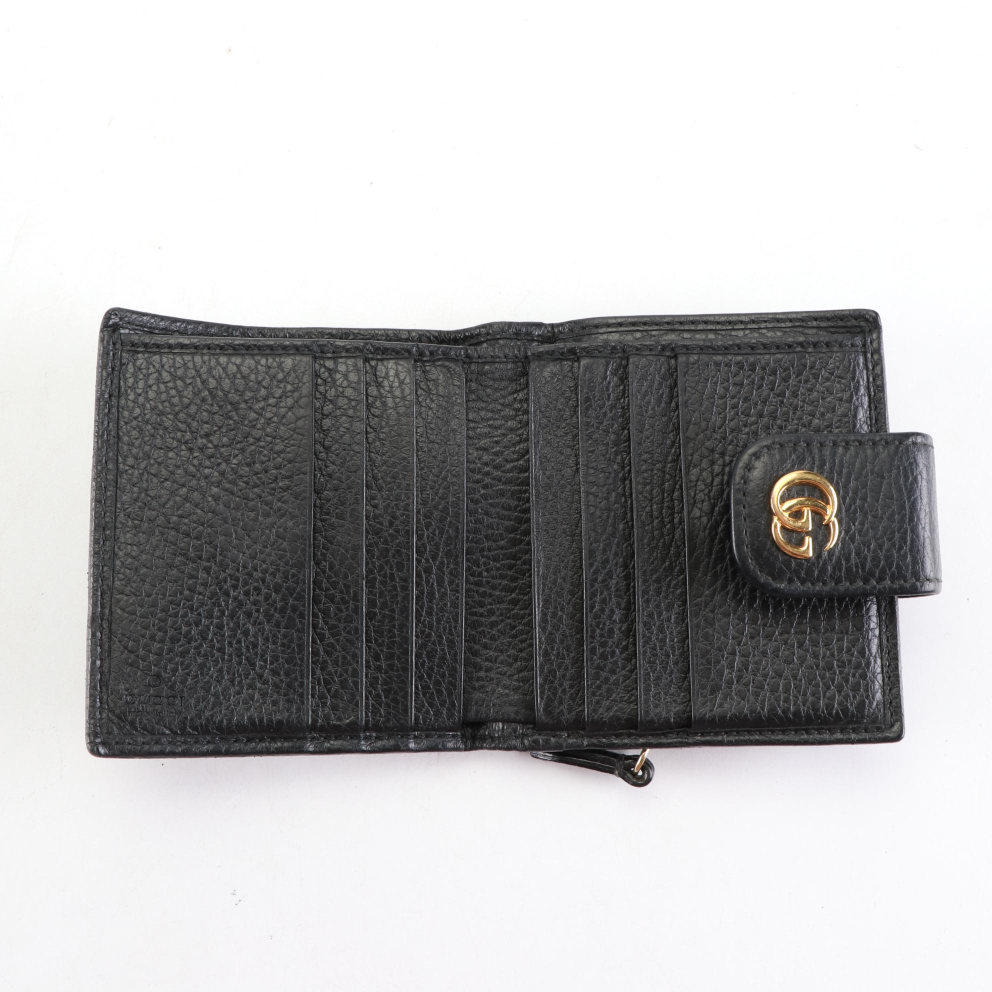 Gucci GG Flap Bifold Wallet in Grain Leather with Box