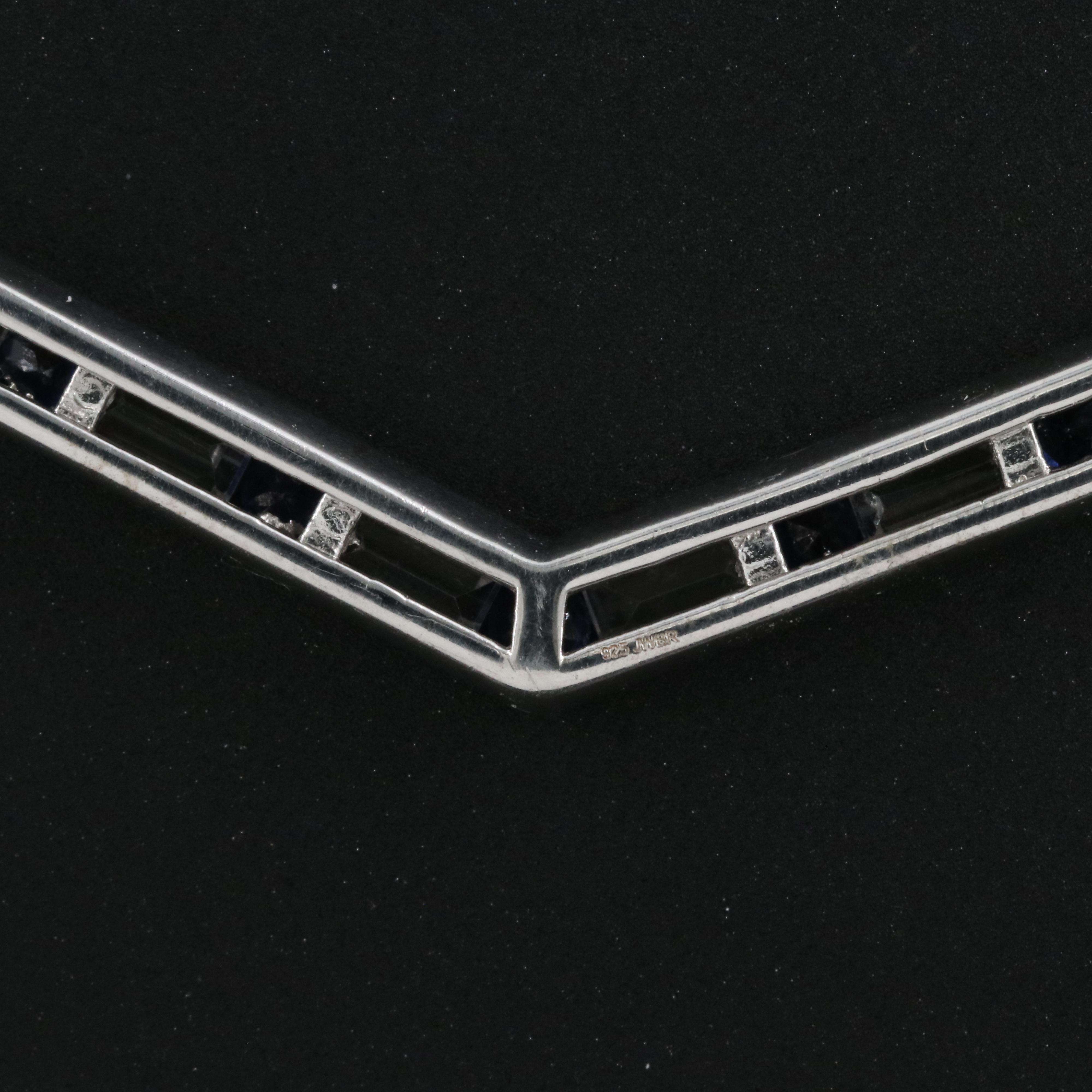 Sterling Blue and White Sapphire Chevron Necklace