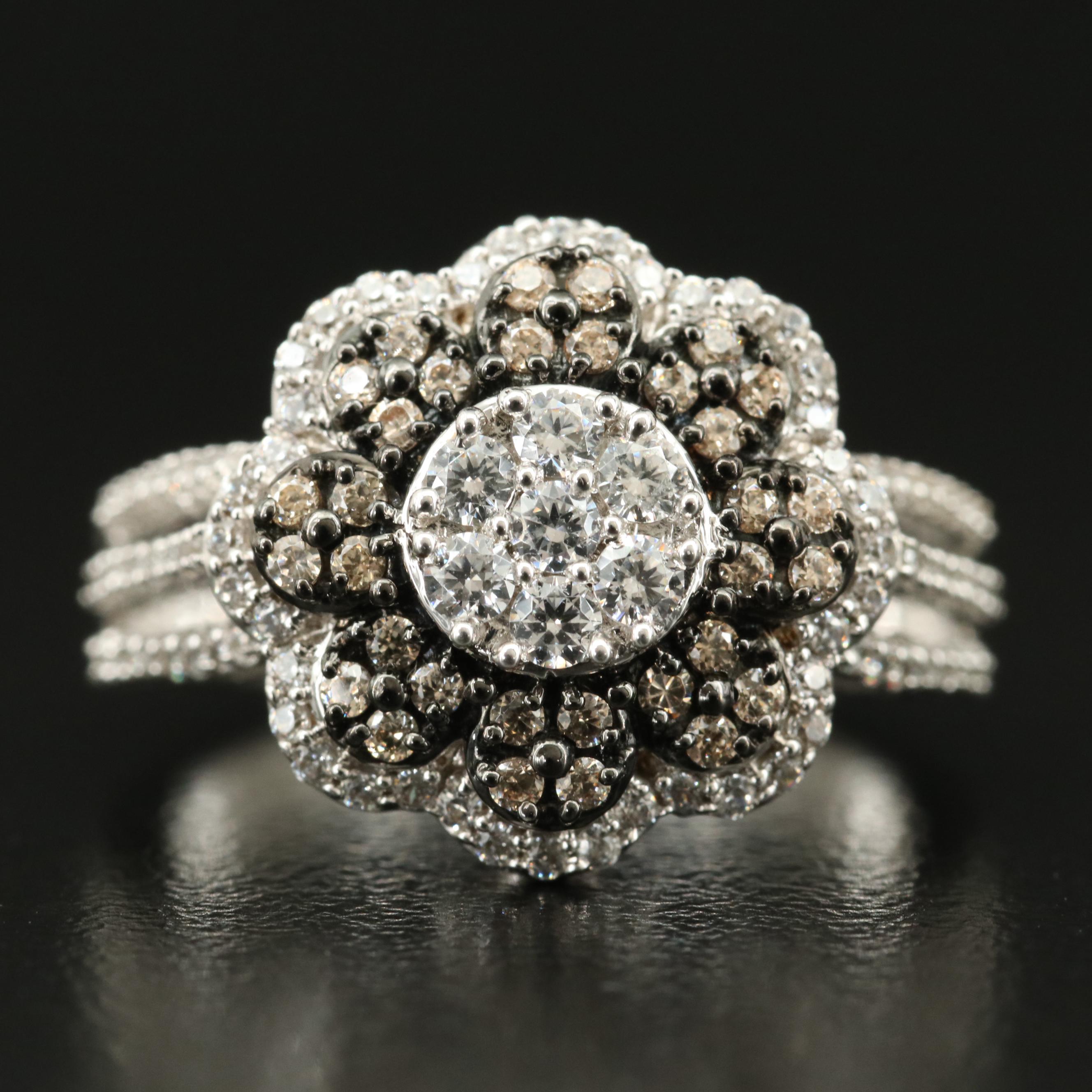 Sterling Cubic Zirconia Cluster Ring