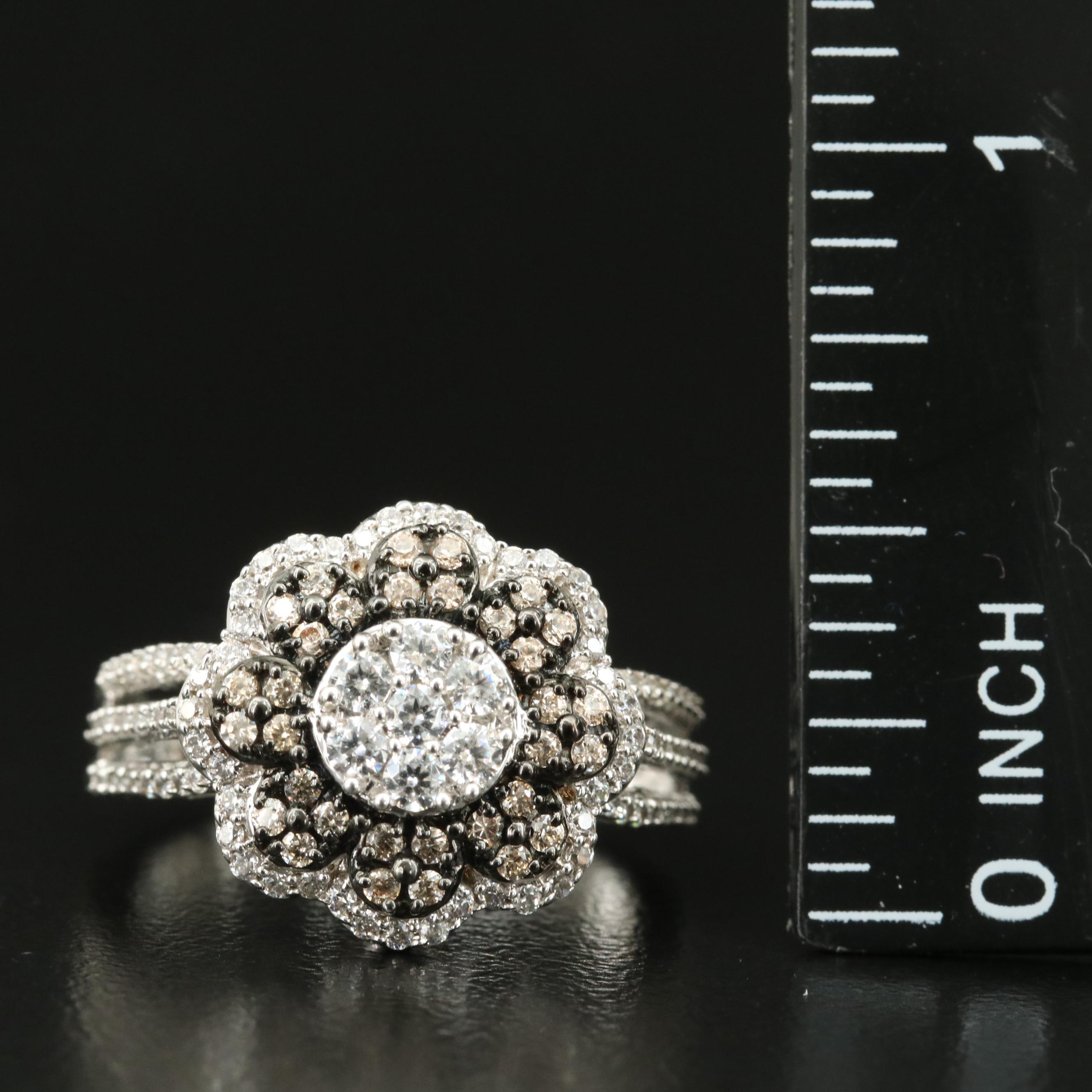 Sterling Cubic Zirconia Cluster Ring
