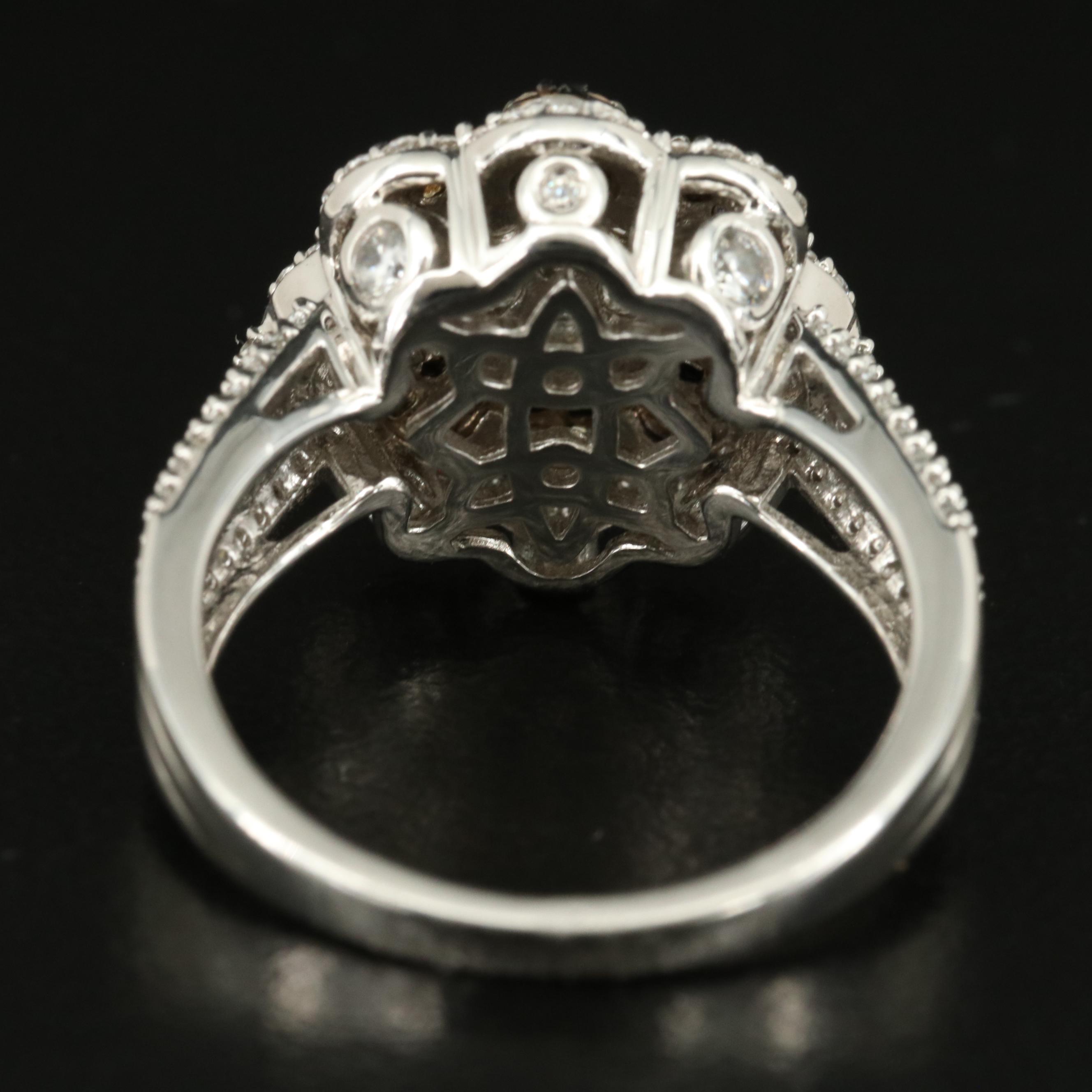 Sterling Cubic Zirconia Cluster Ring