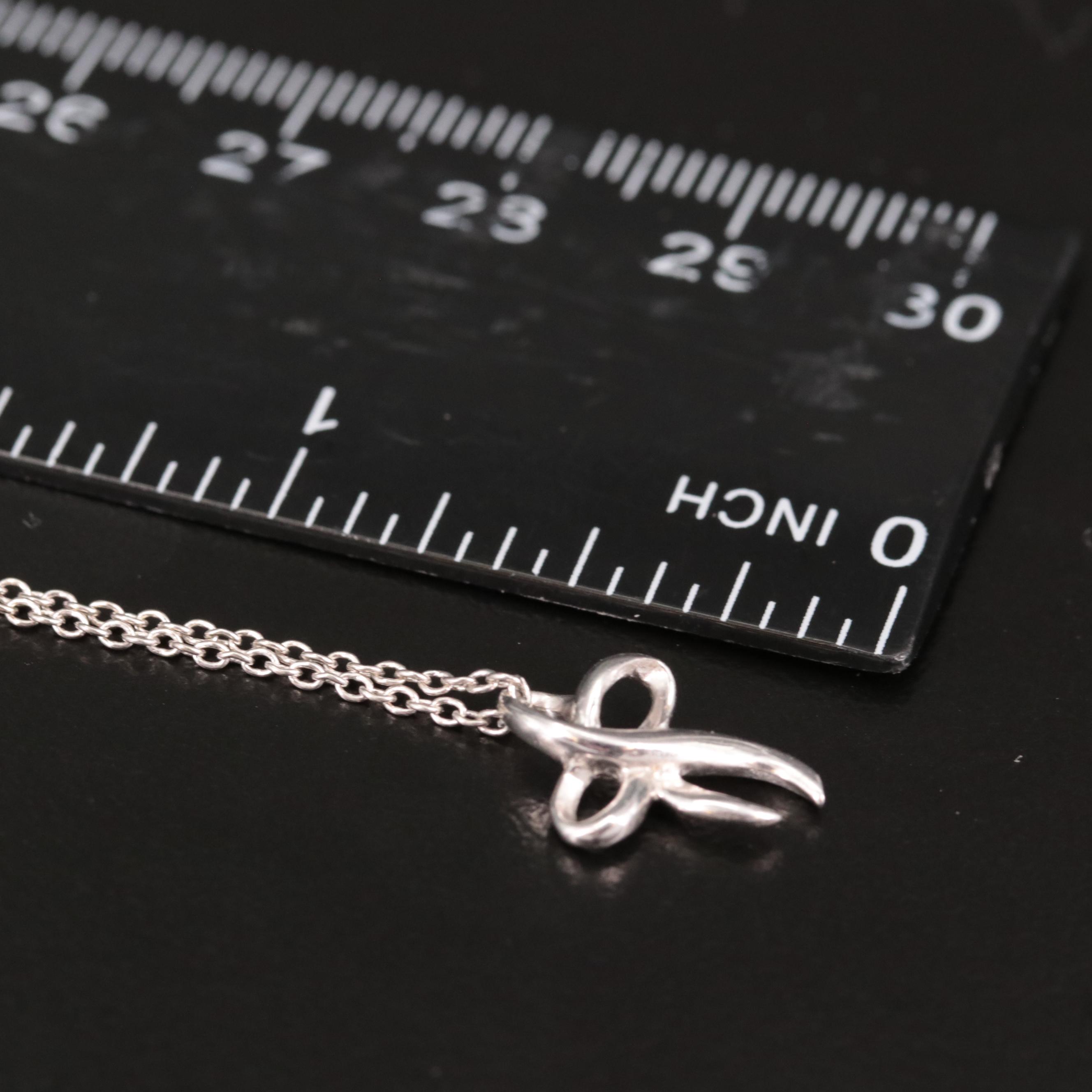 Sterling Bow Pendant Necklace