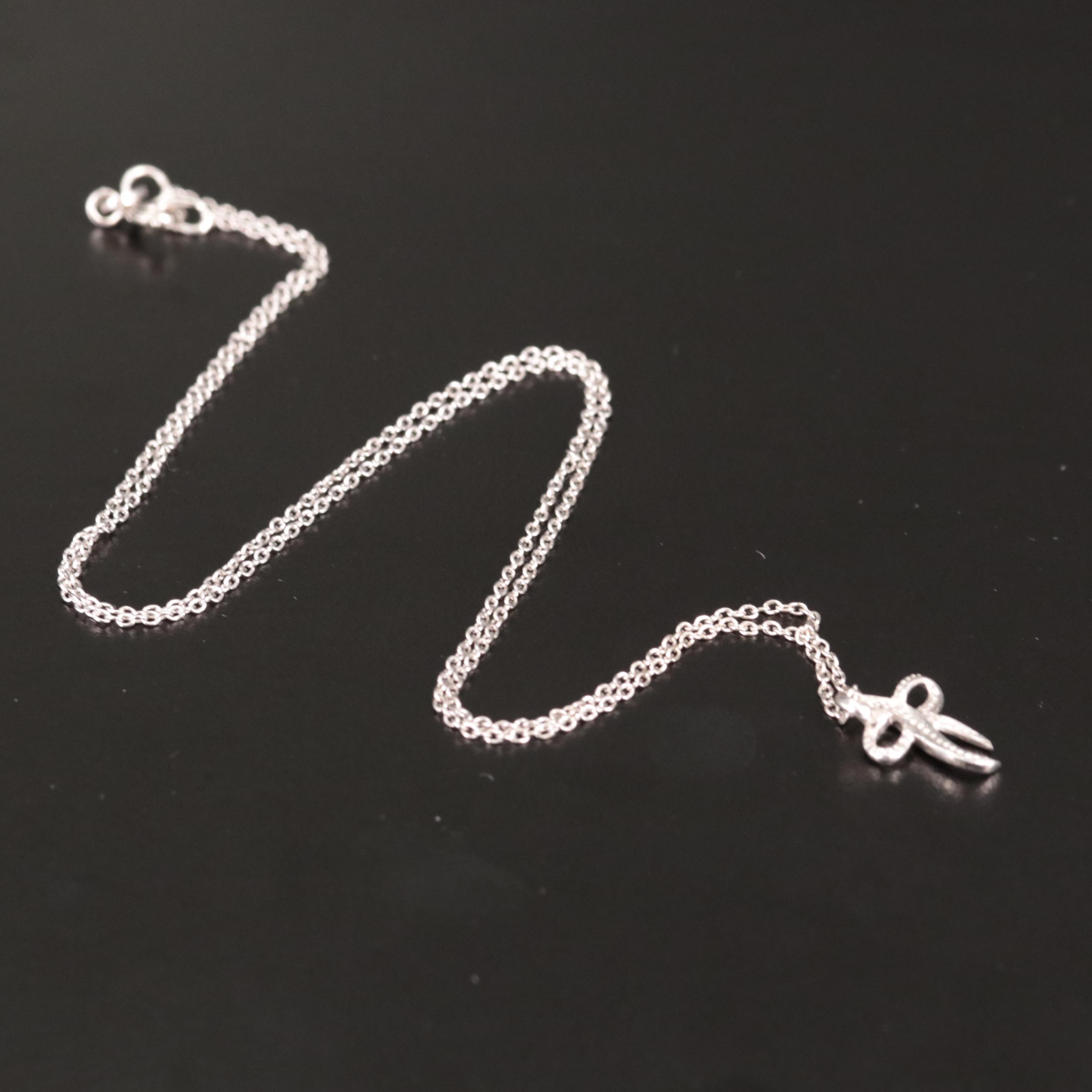 Sterling Bow Pendant Necklace