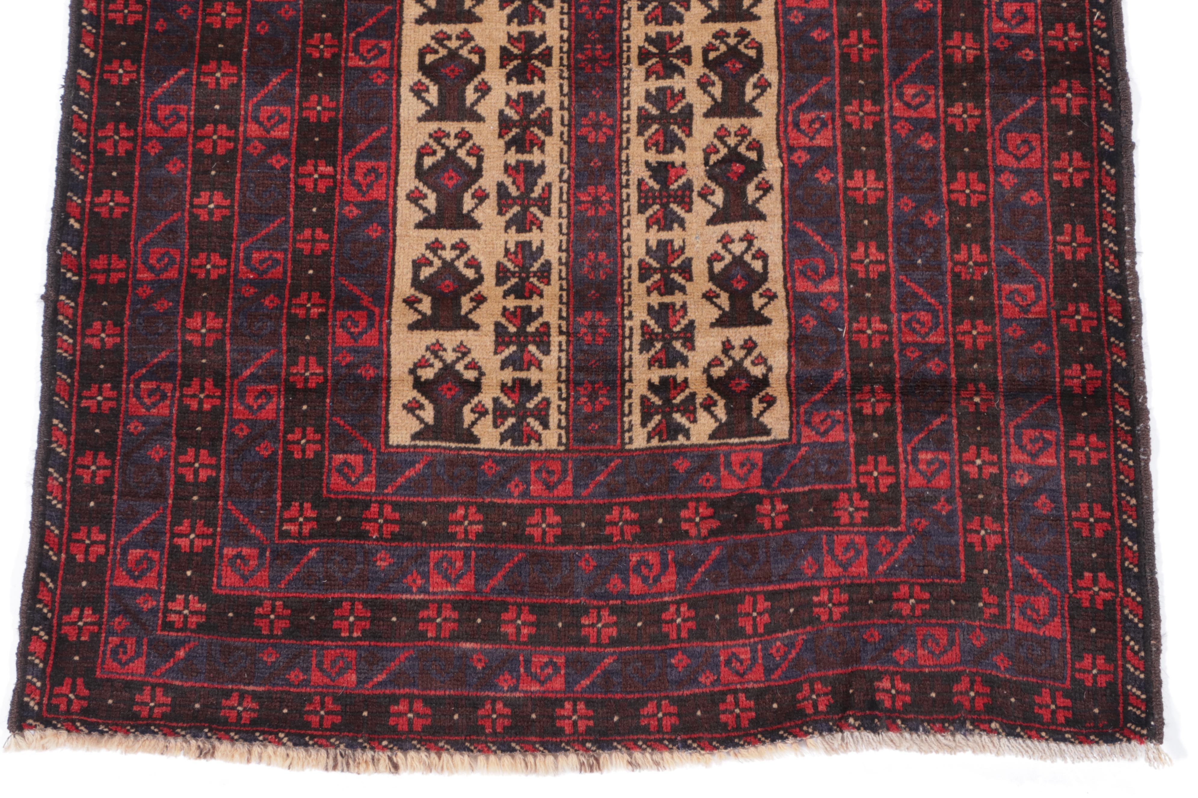 2'11 x 4'8 Hand-Knotted Afghan Baluch Accent Rug