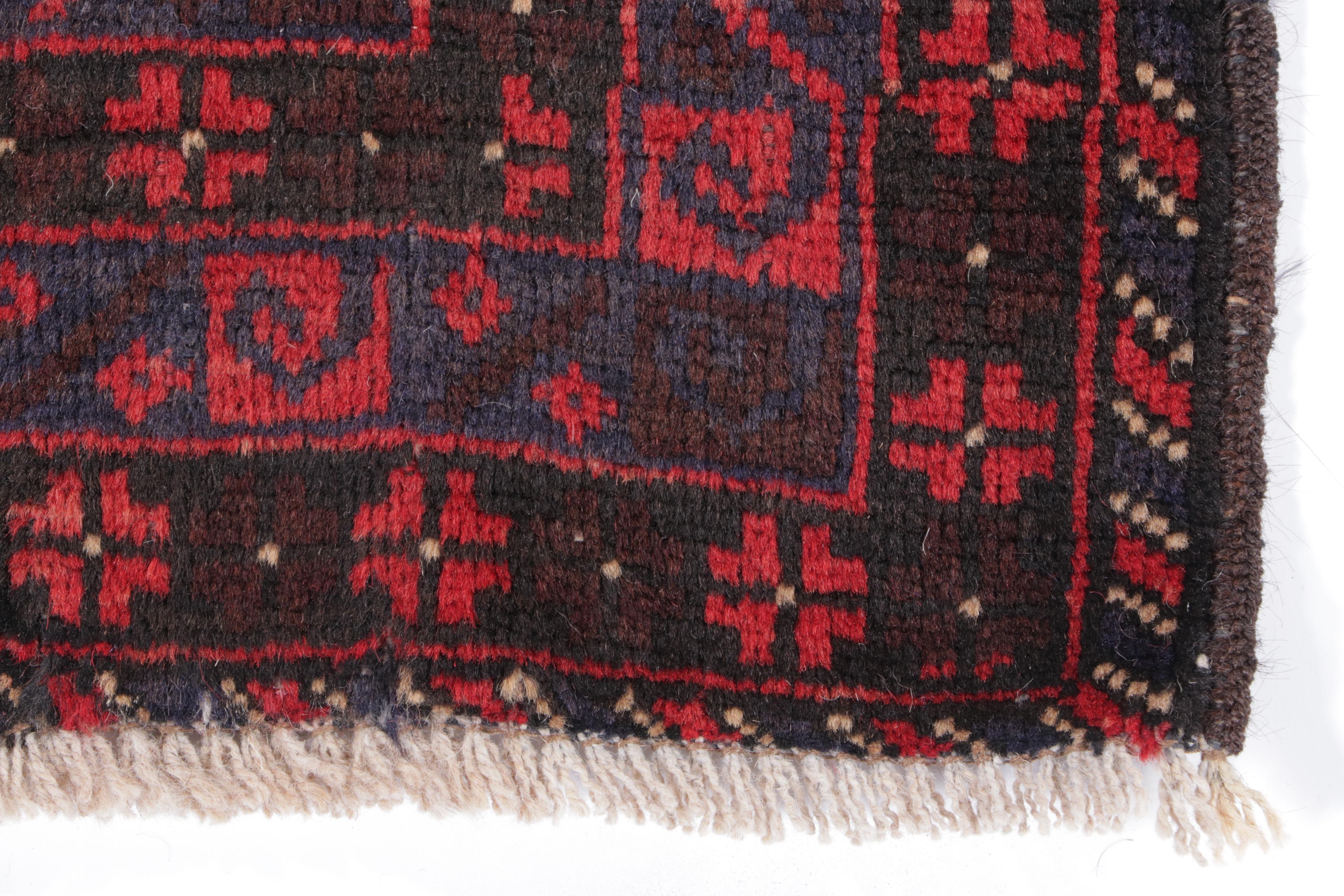 2'11 x 4'8 Hand-Knotted Afghan Baluch Accent Rug