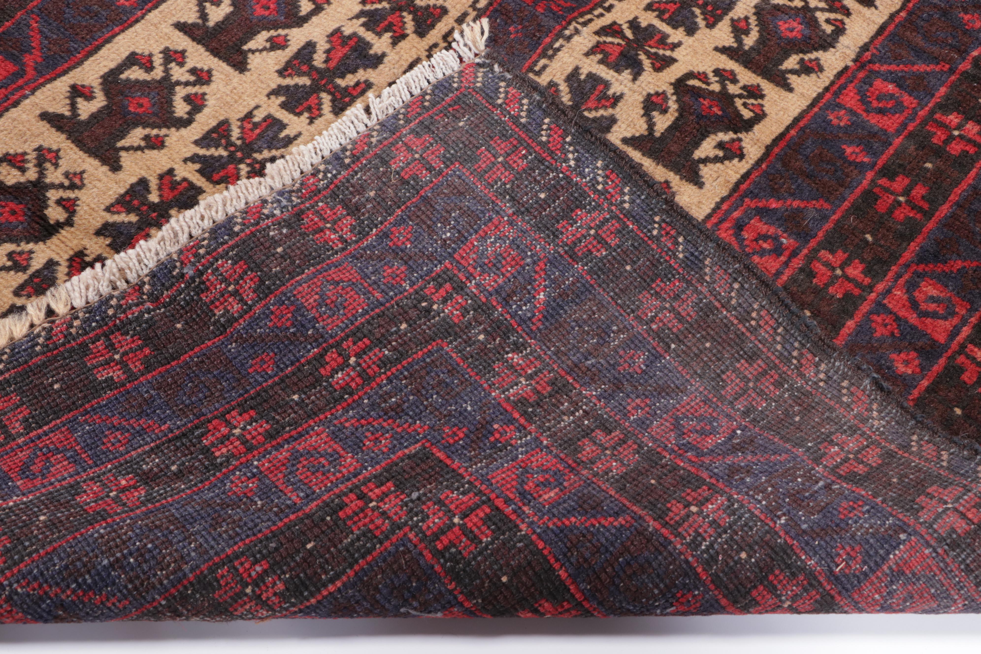 2'11 x 4'8 Hand-Knotted Afghan Baluch Accent Rug