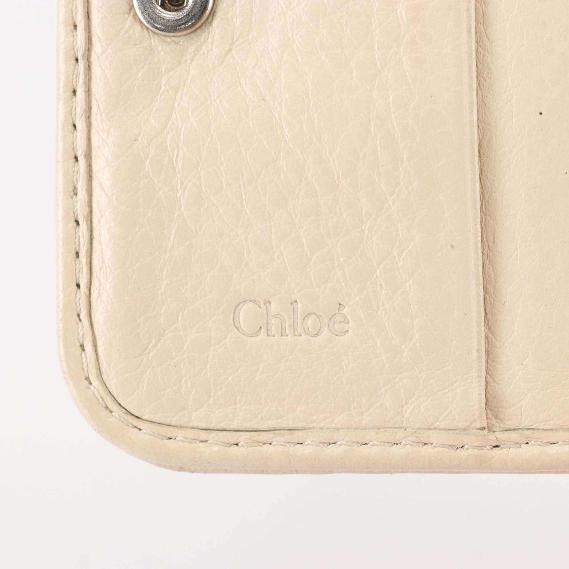 Chloé Paddington Compact Zip Around Wallet in Cream Leather