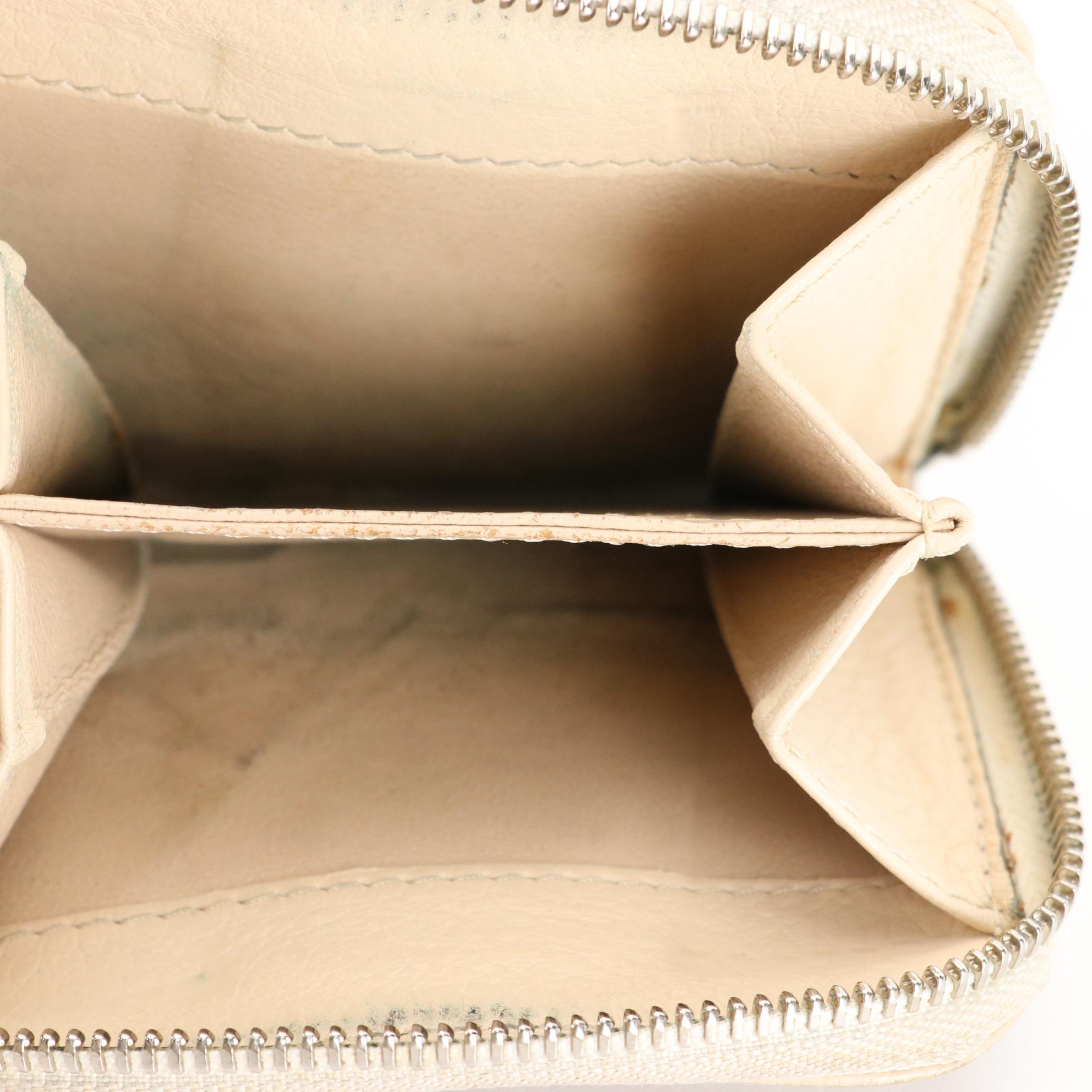 Chloé Paddington Compact Zip Around Wallet in Cream Leather