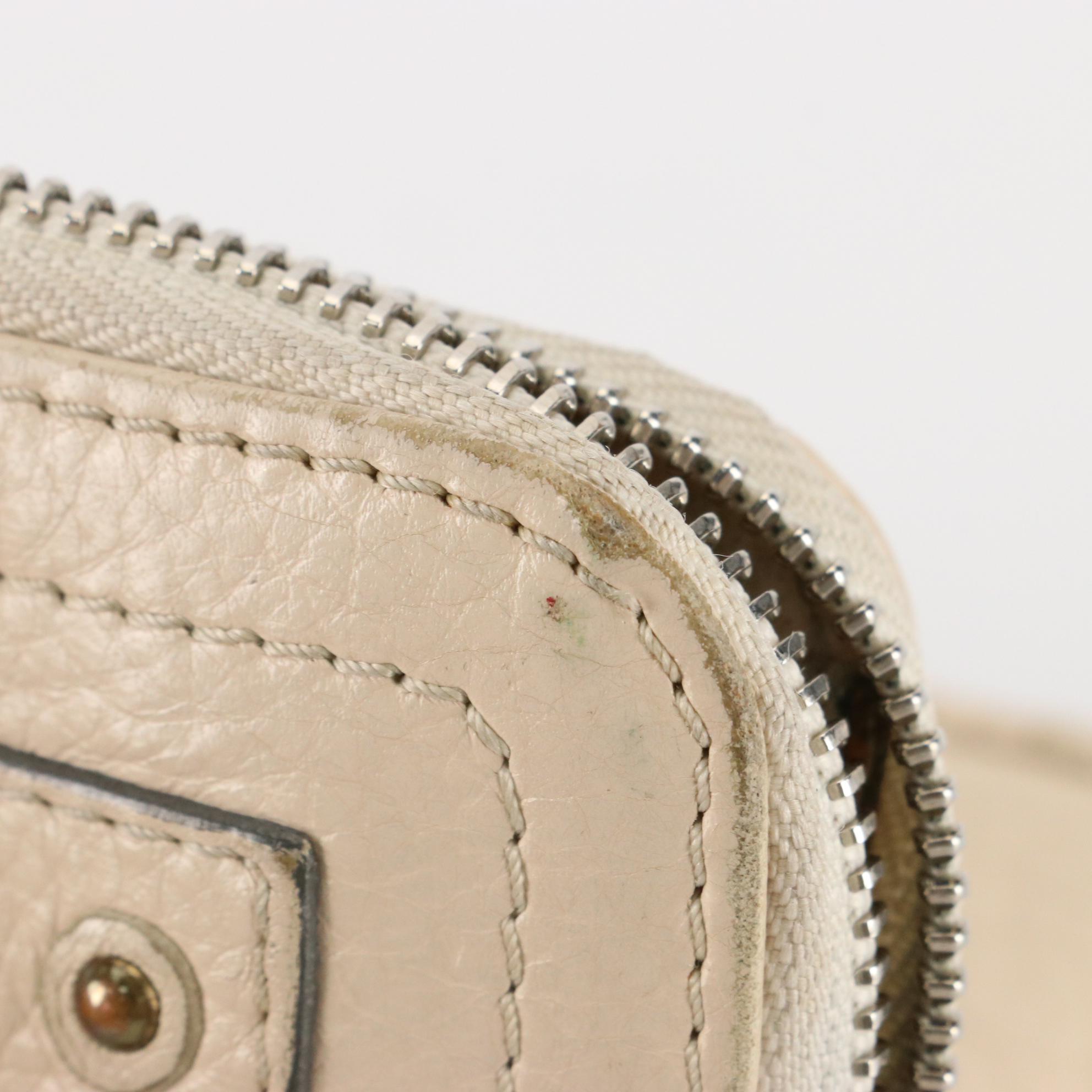 Chloé Paddington Compact Zip Around Wallet in Cream Leather