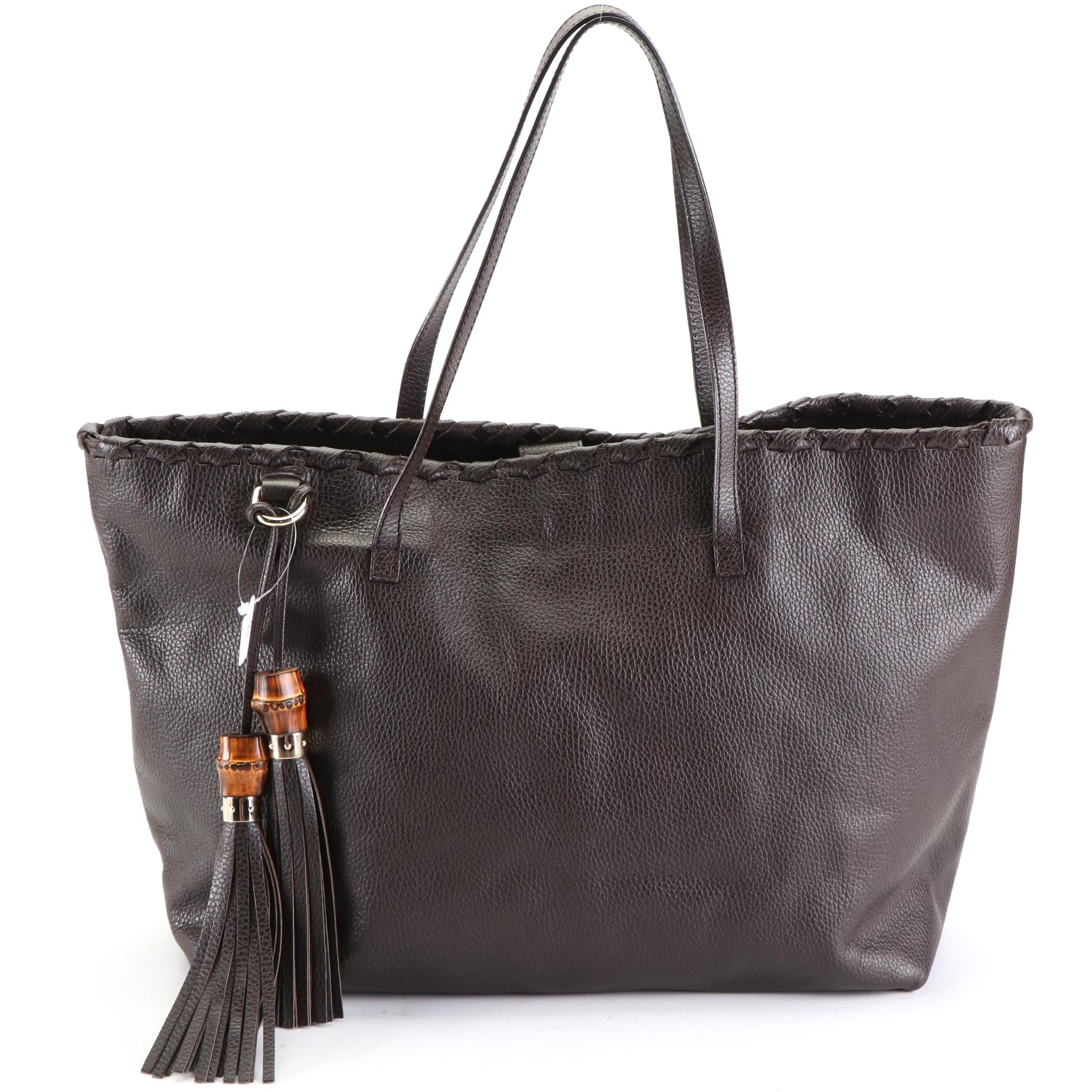 Gucci Bamboo Tassel Shoulder Tote in Grain Leather