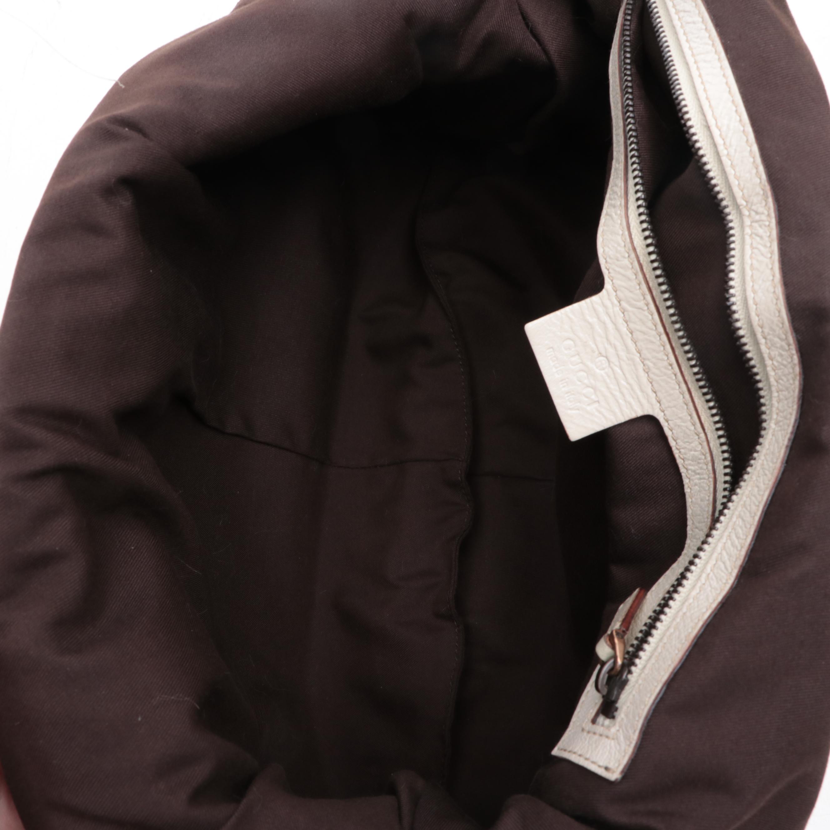 Gucci Bamboo Handle Hobo Bag in Cream Leather