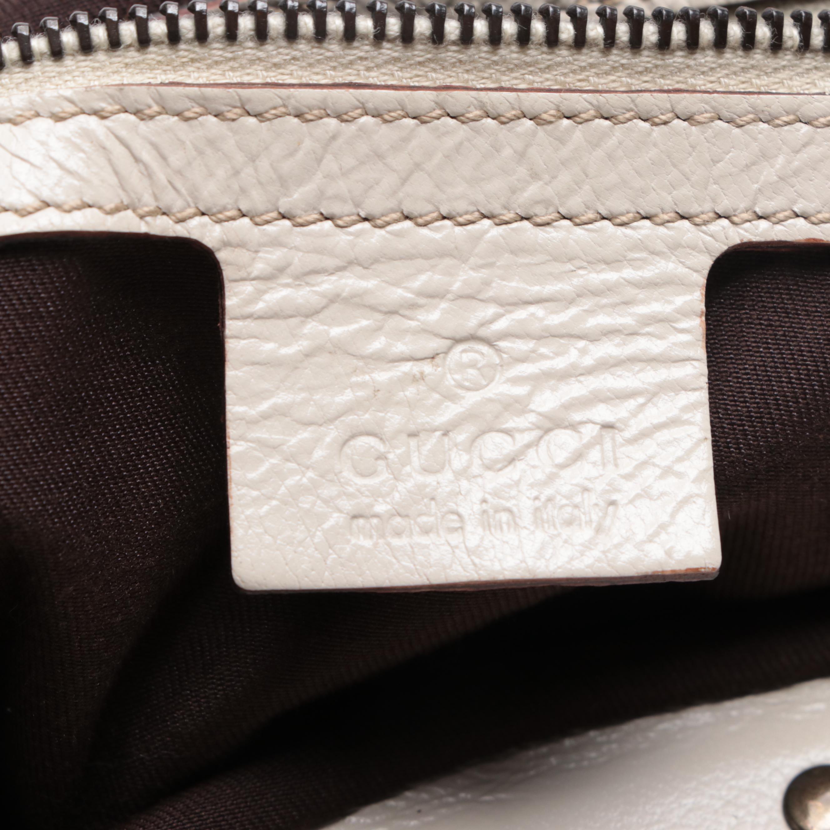 Gucci Bamboo Handle Hobo Bag in Cream Leather