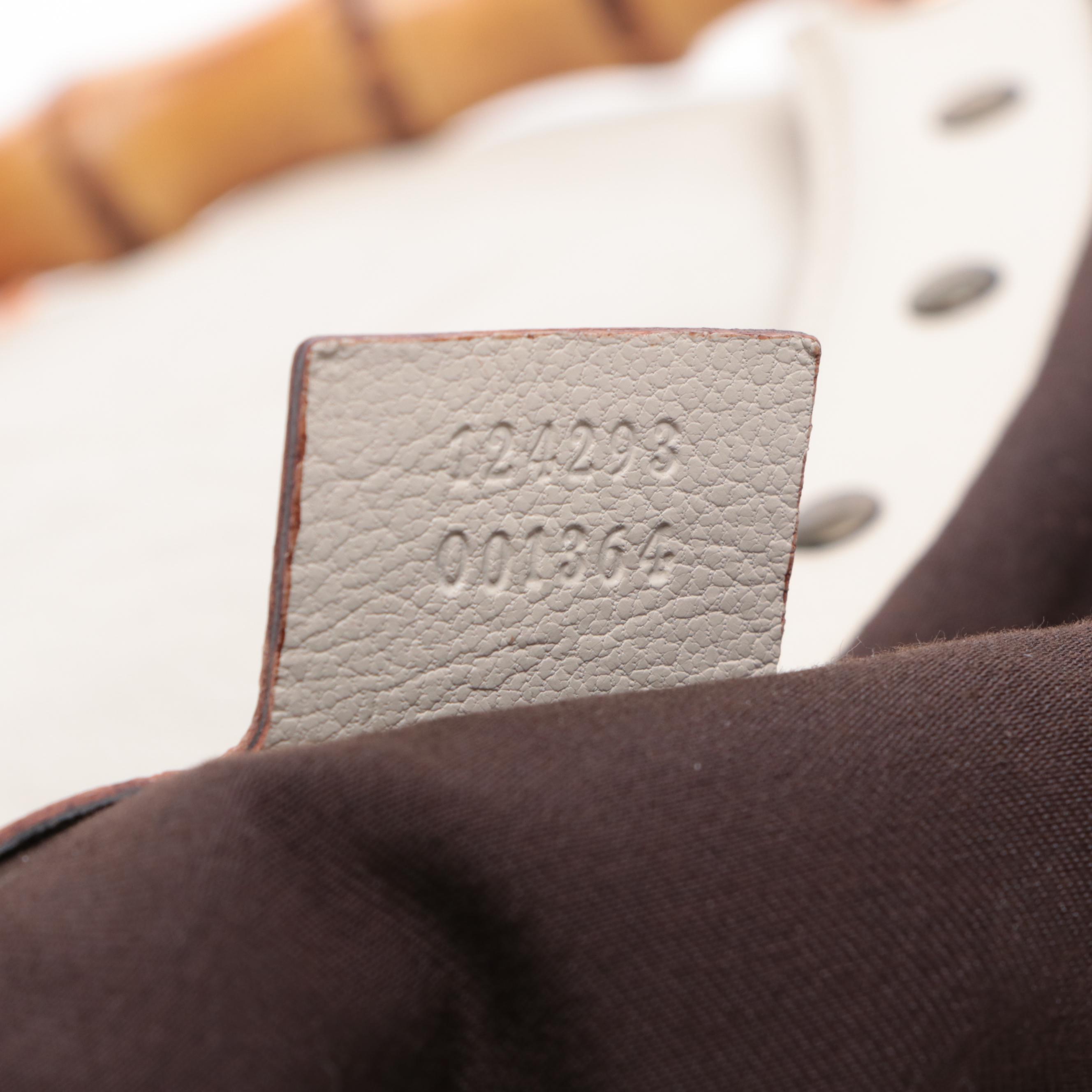 Gucci Bamboo Handle Hobo Bag in Cream Leather