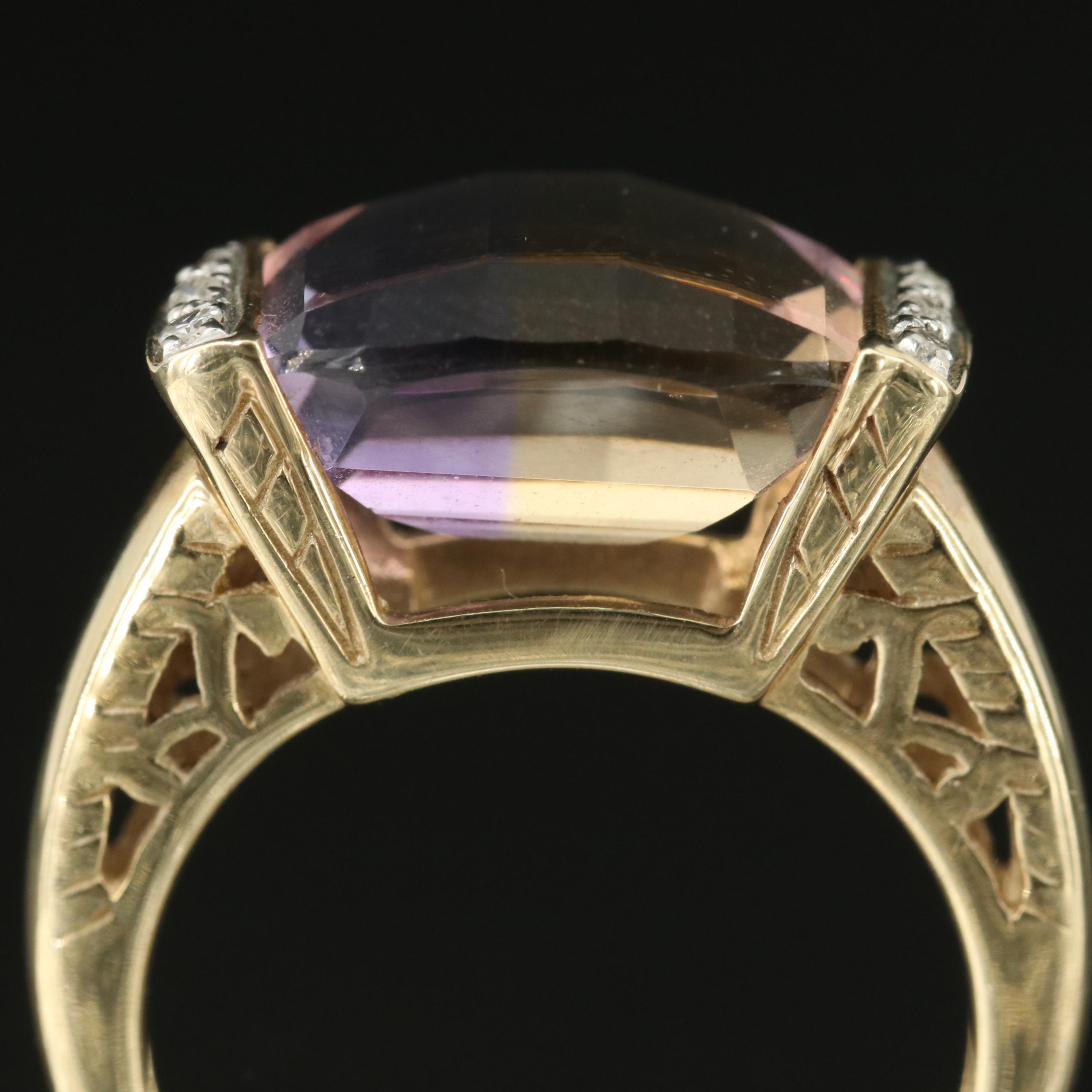 10K Ametrine and Diamond Ring