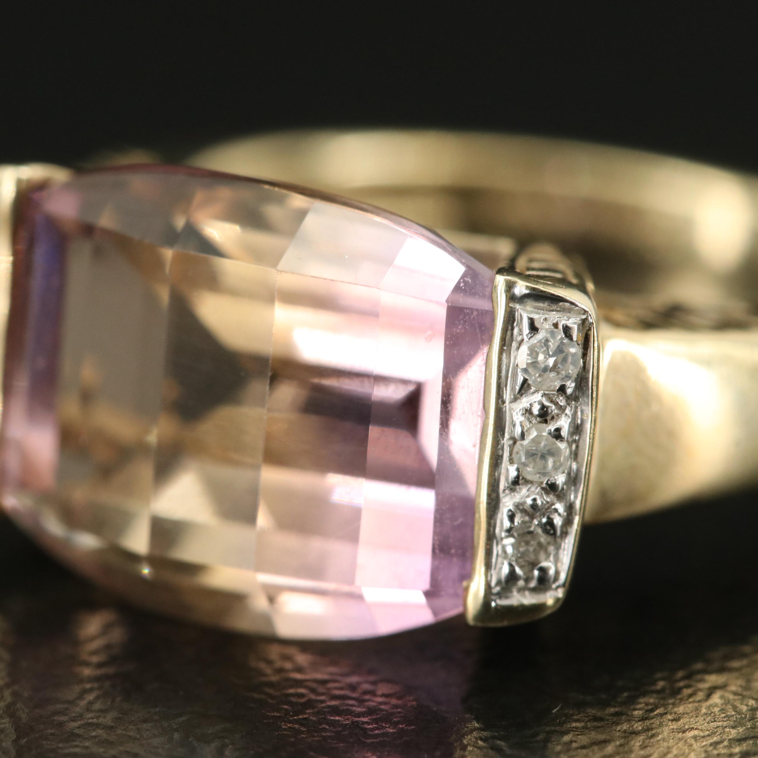 10K Ametrine and Diamond Ring