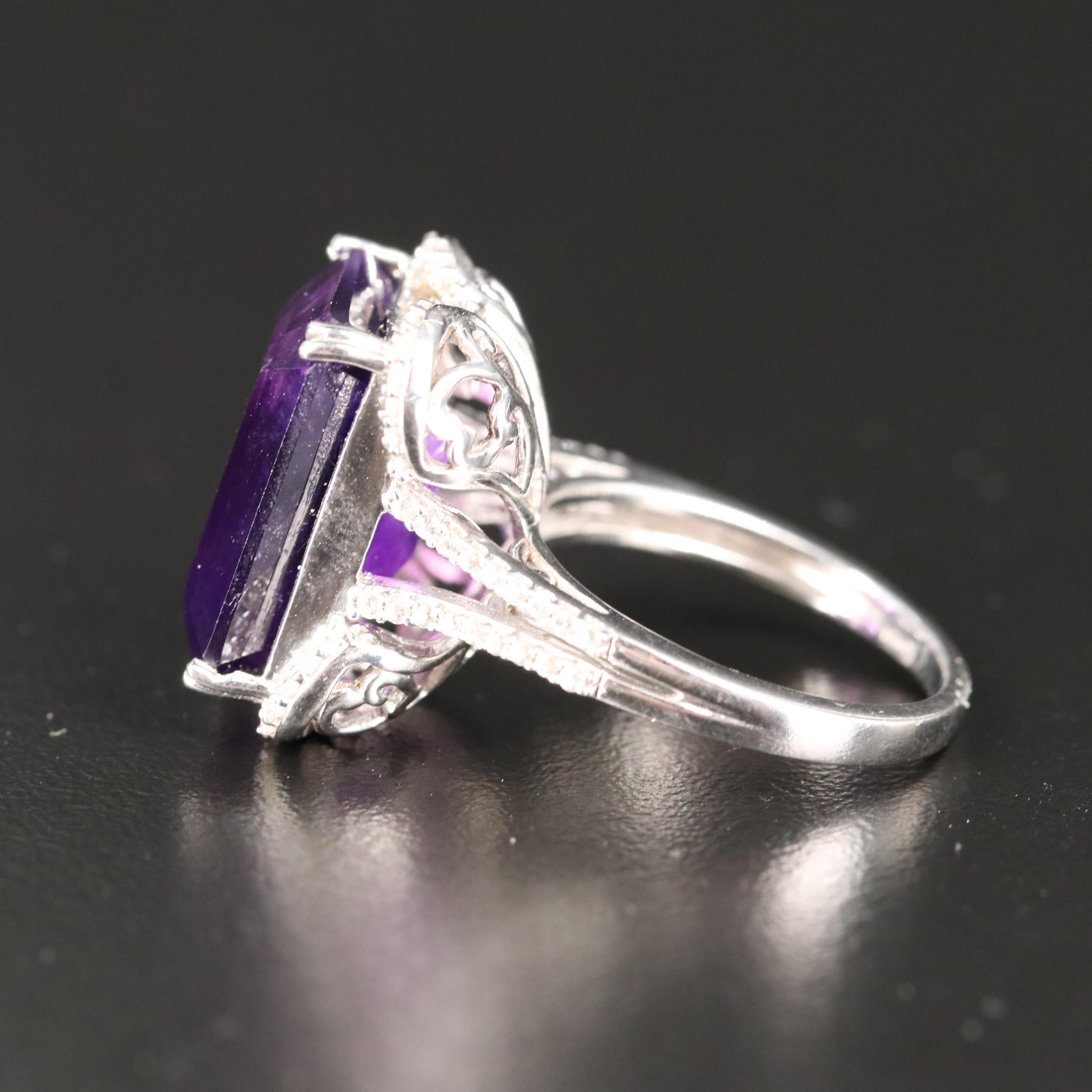 Sterling Amethyst and White Zircon Ring
