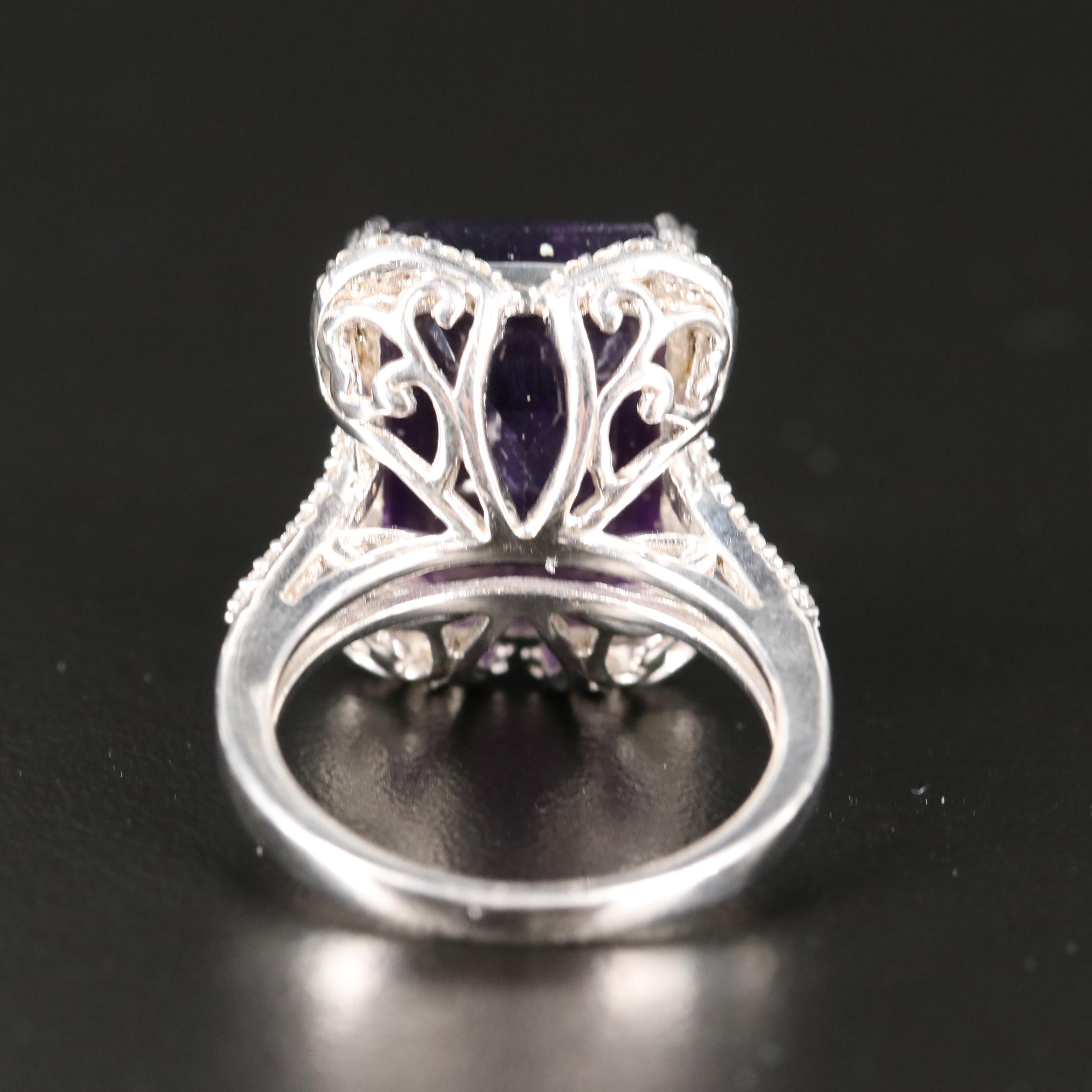 Sterling Amethyst and White Zircon Ring