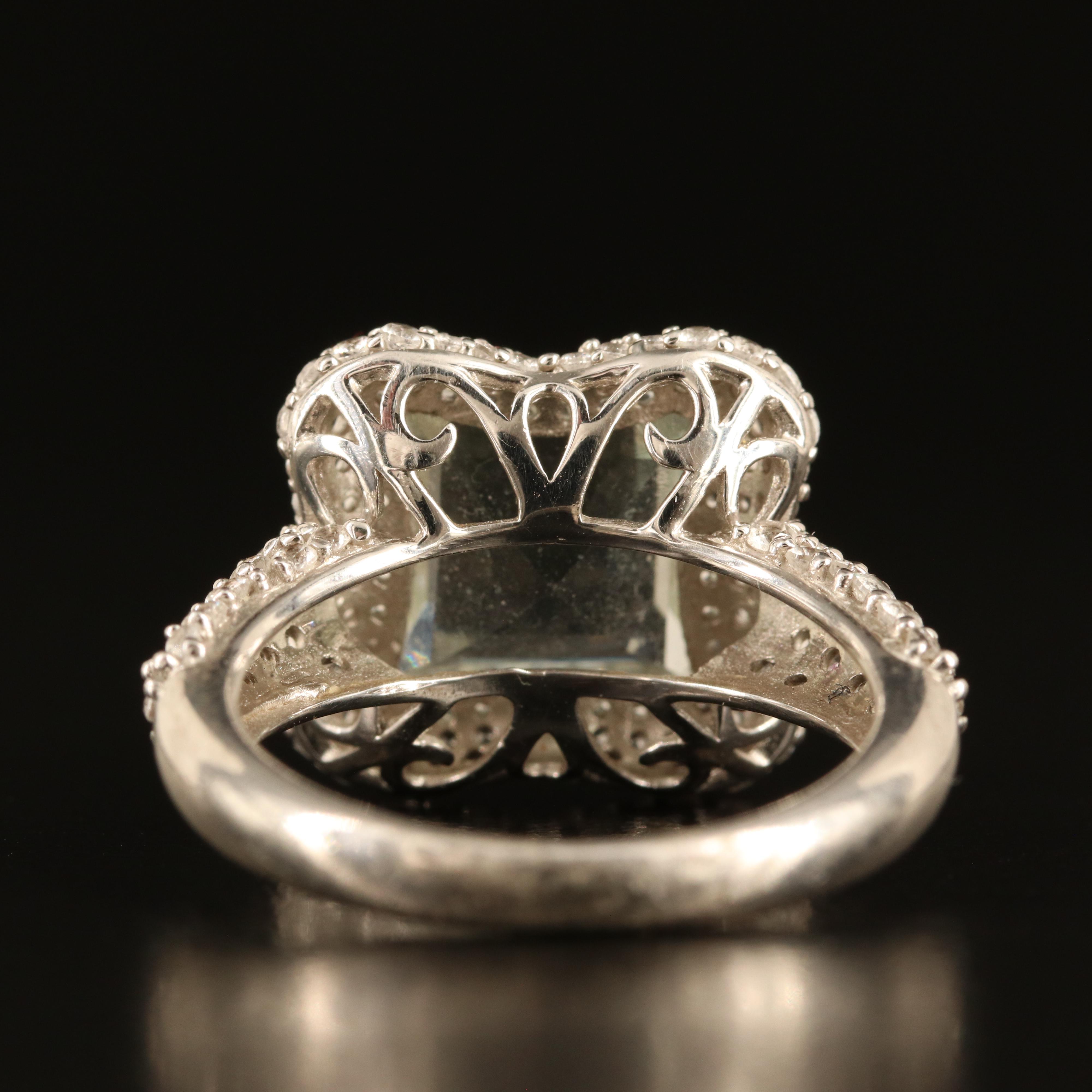 Sterling Rock Crystal Quartz and White Sapphire Ring