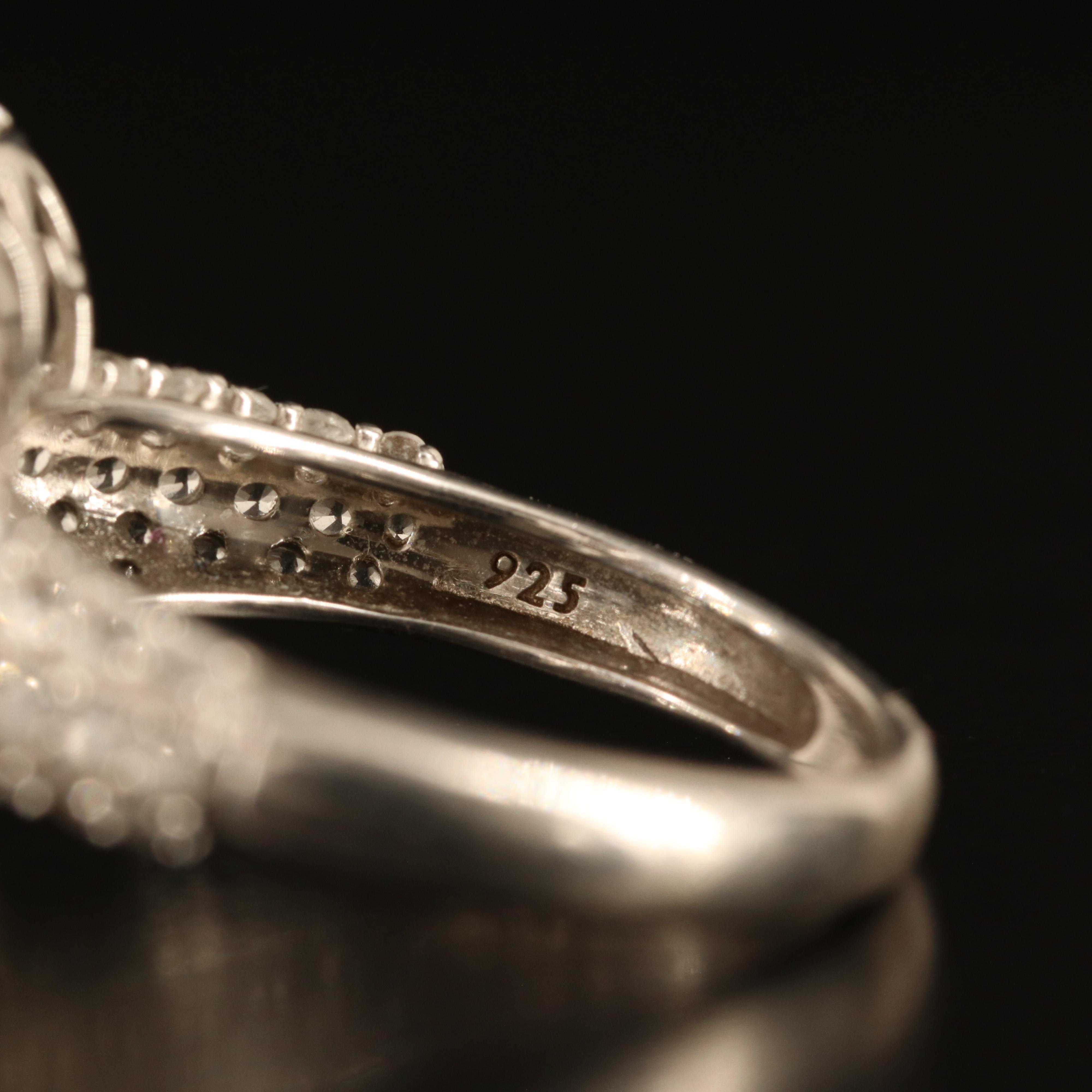 Sterling Rock Crystal Quartz and White Sapphire Ring